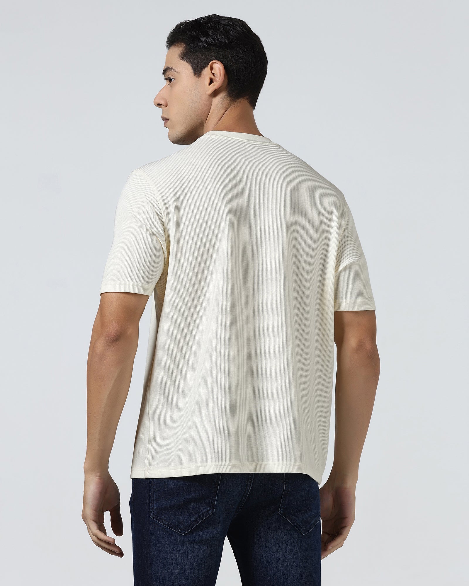 White Crew Neck Textured T-Shirt - Lord