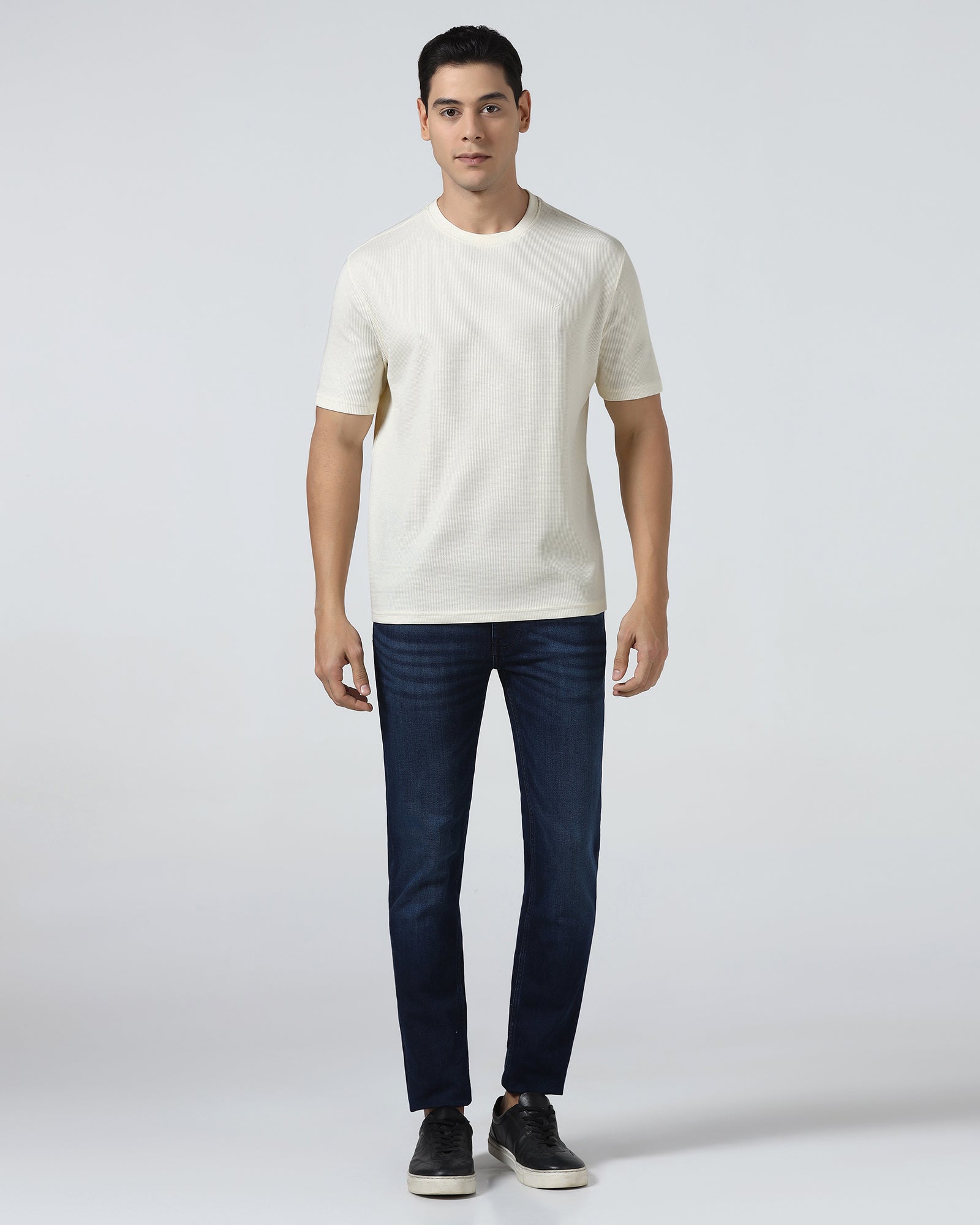 White Crew Neck Textured T-Shirt - Lord