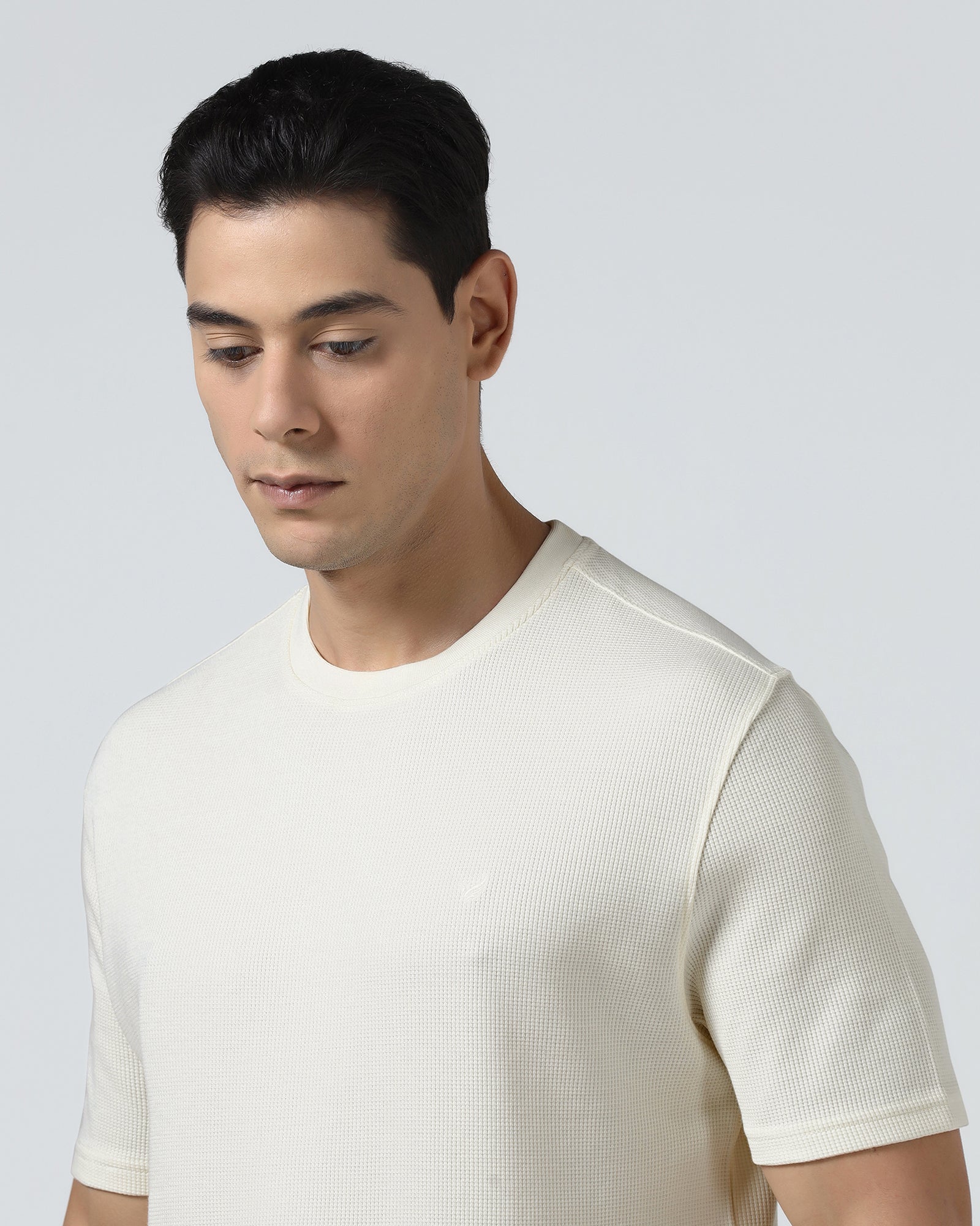 White Crew Neck Textured T-Shirt - Lord
