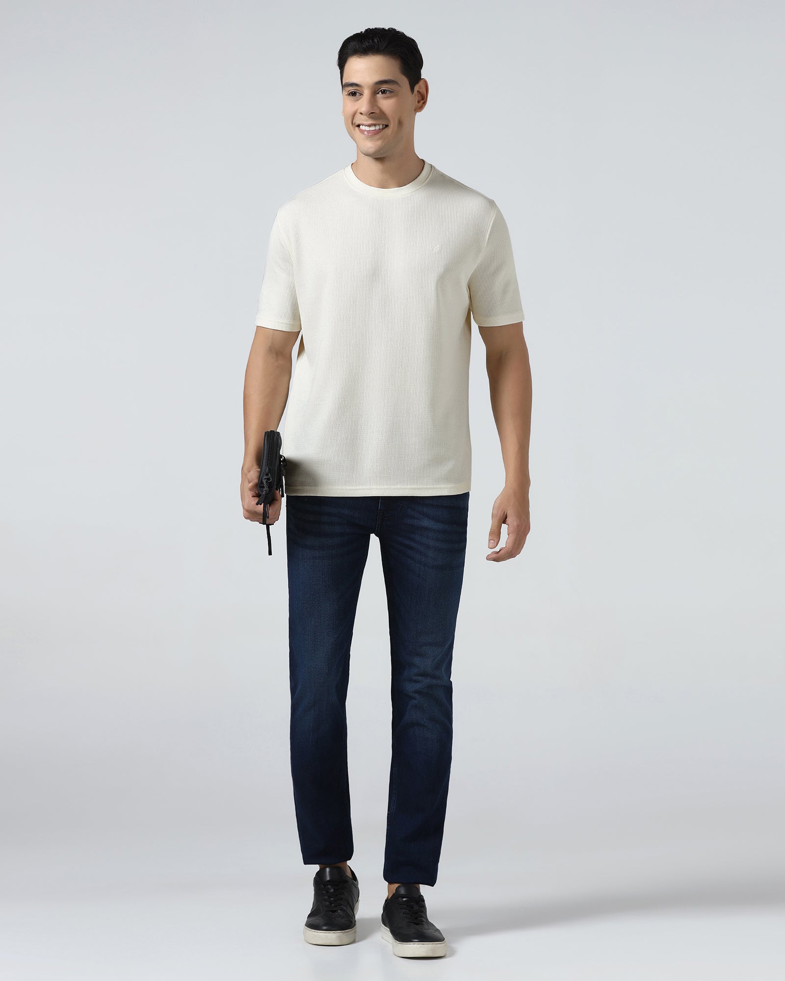 White Crew Neck Textured T-Shirt - Lord