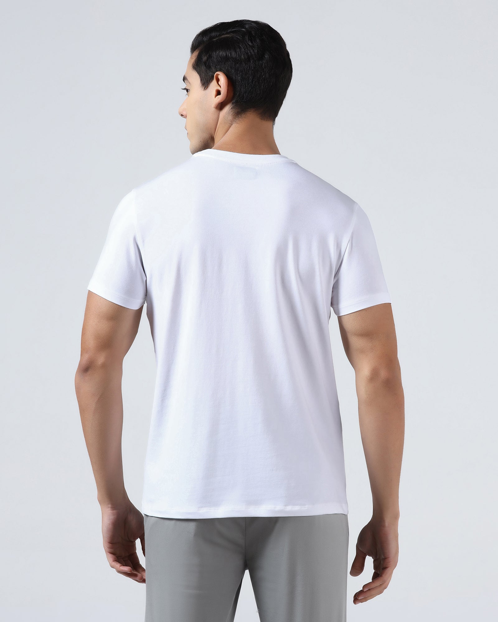 White Crew Neck Printed T-Shirt - Jean