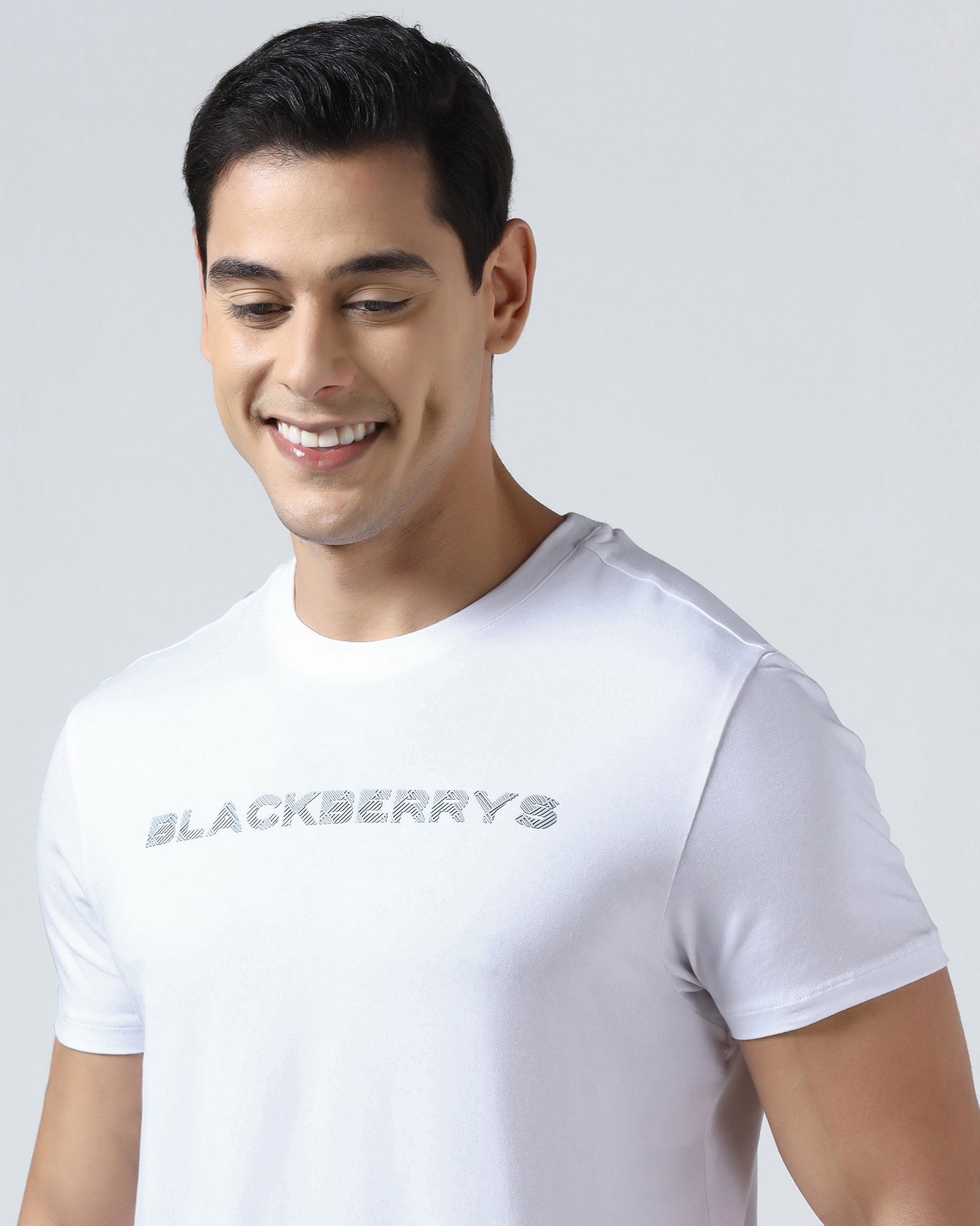 White Crew Neck Printed T-Shirt - Jean