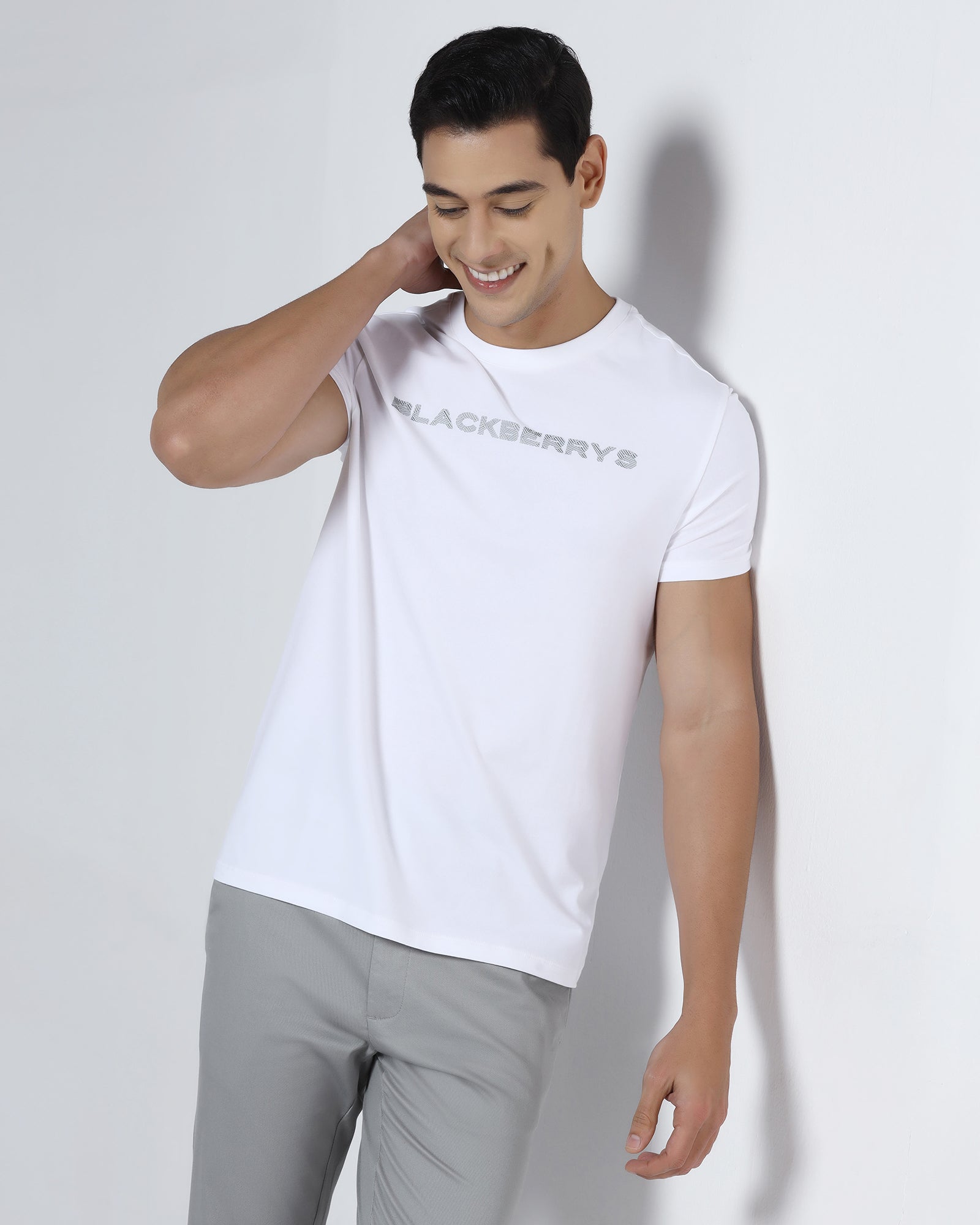 White Crew Neck Printed T-Shirt - Jean