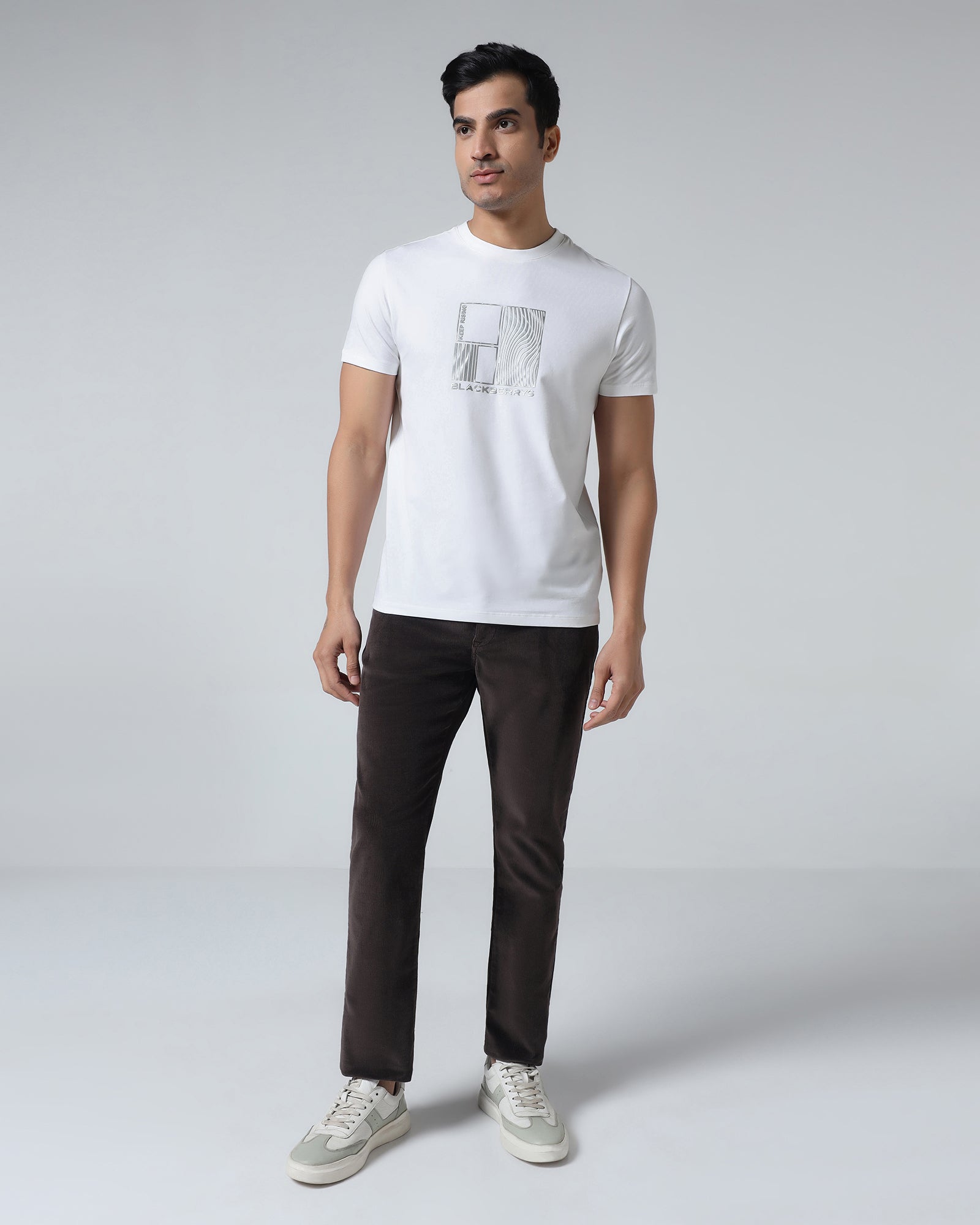 White Crew Neck Printed T-Shirt - Sybill