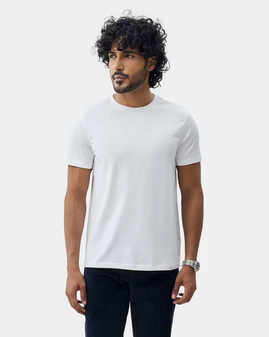 White Crew Neck Solid T-Shirt - Twinn
