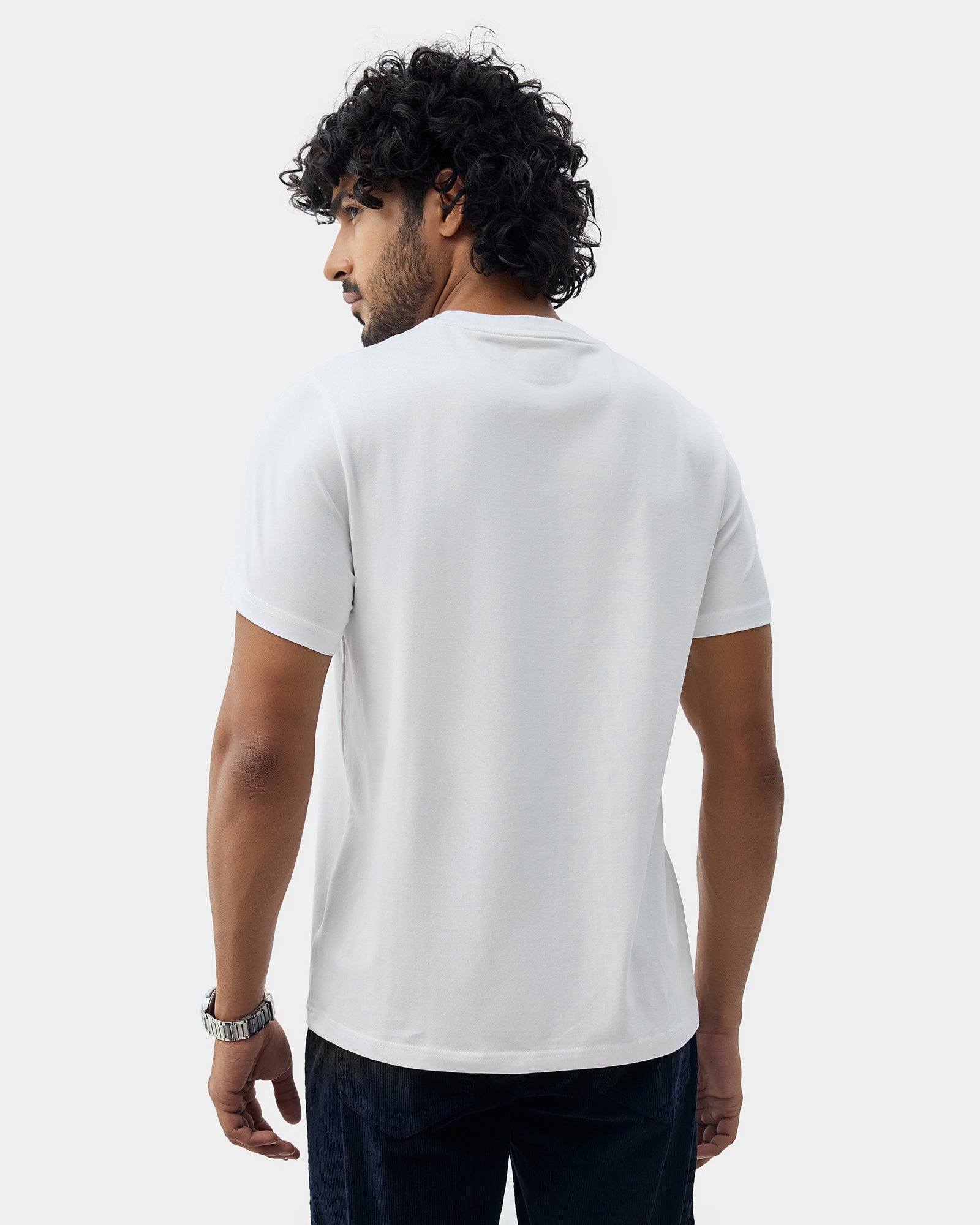 White Crew Neck Solid T-Shirt - Twinn