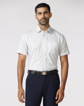 White Half Sleeve Non Iron Printed Shirt - Radiant