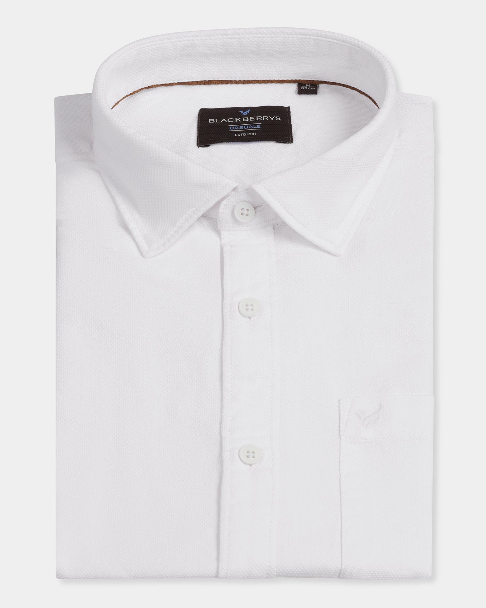 White Half Sleeve Textured Shirt - Caty