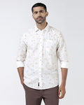 White Linen Printed Shirt - Arigo