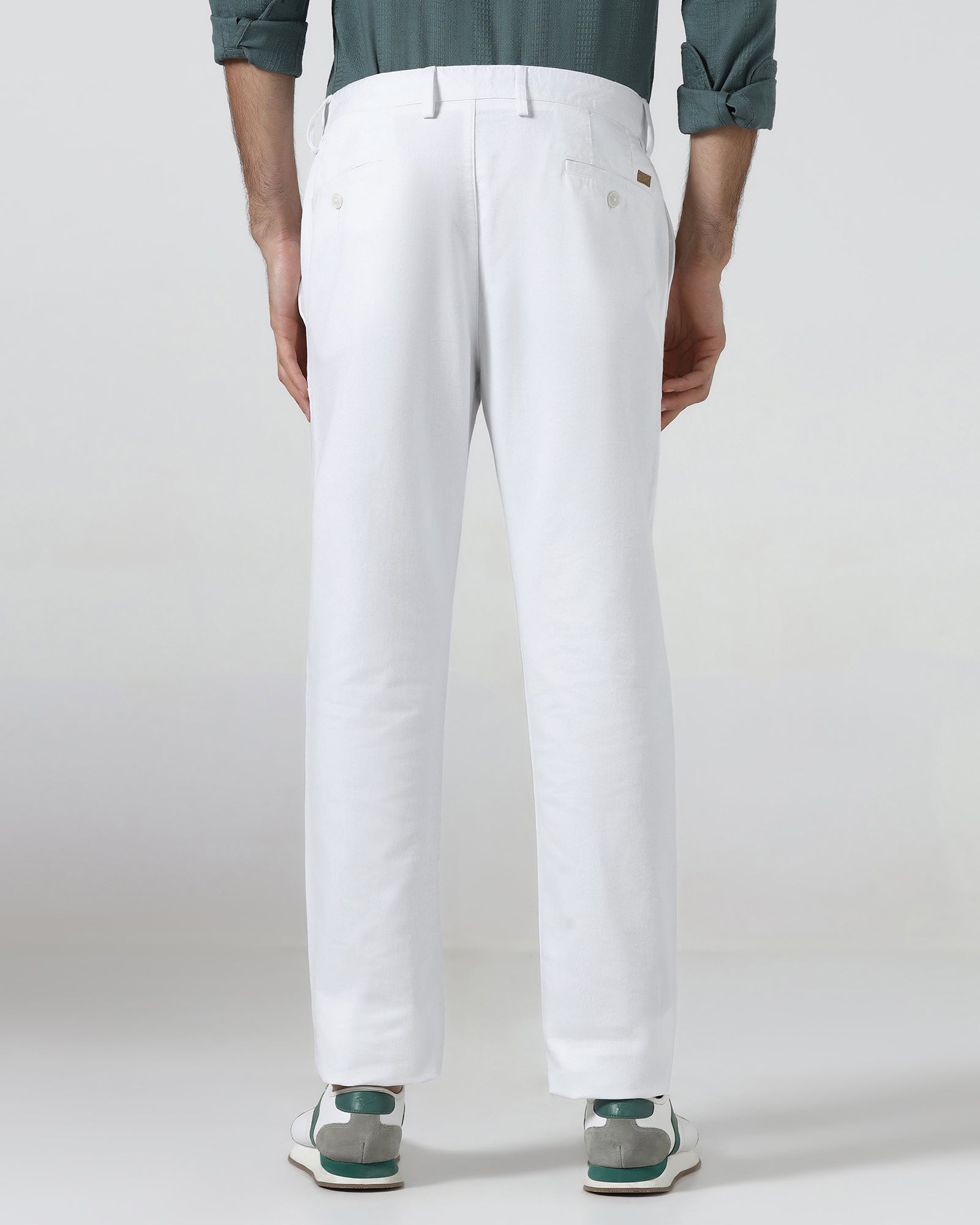White Linen Solid Khakis - Judas