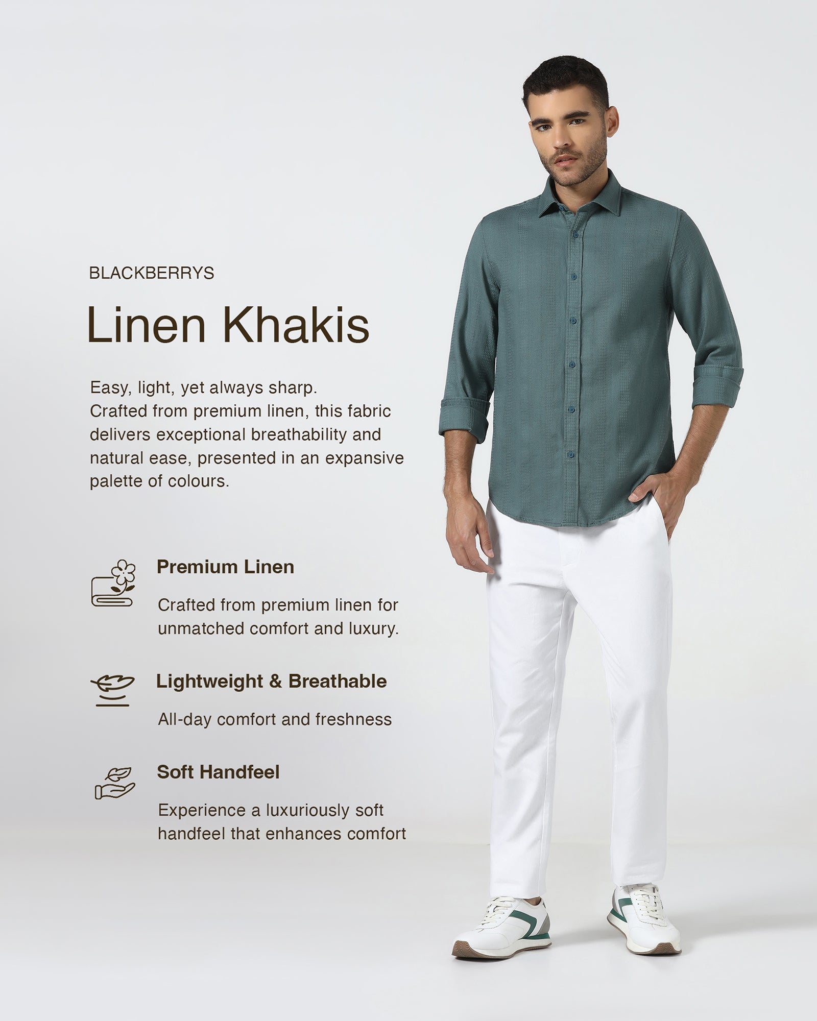 White Linen Solid Khakis - Judas
