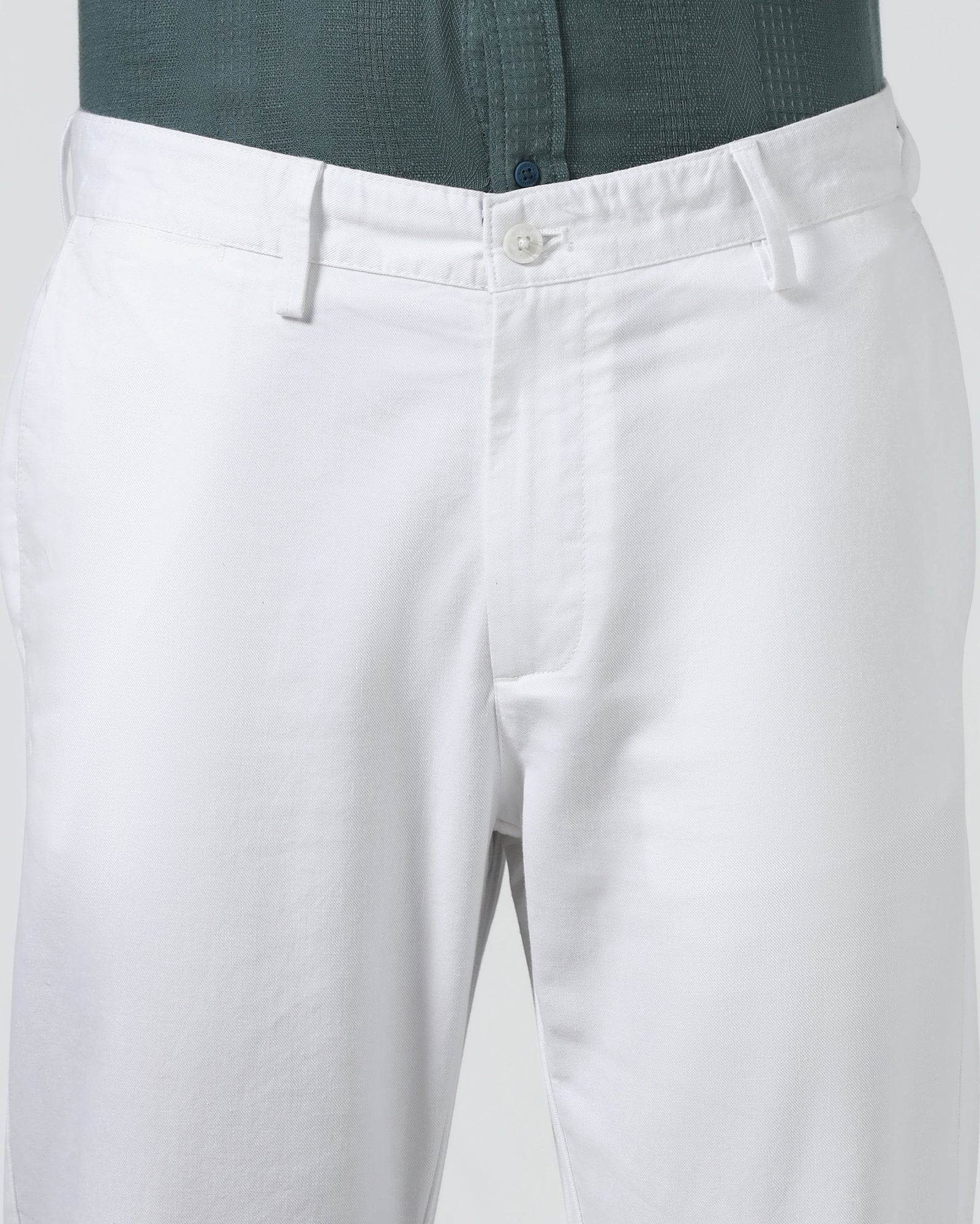 White Linen Solid Khakis - Judas