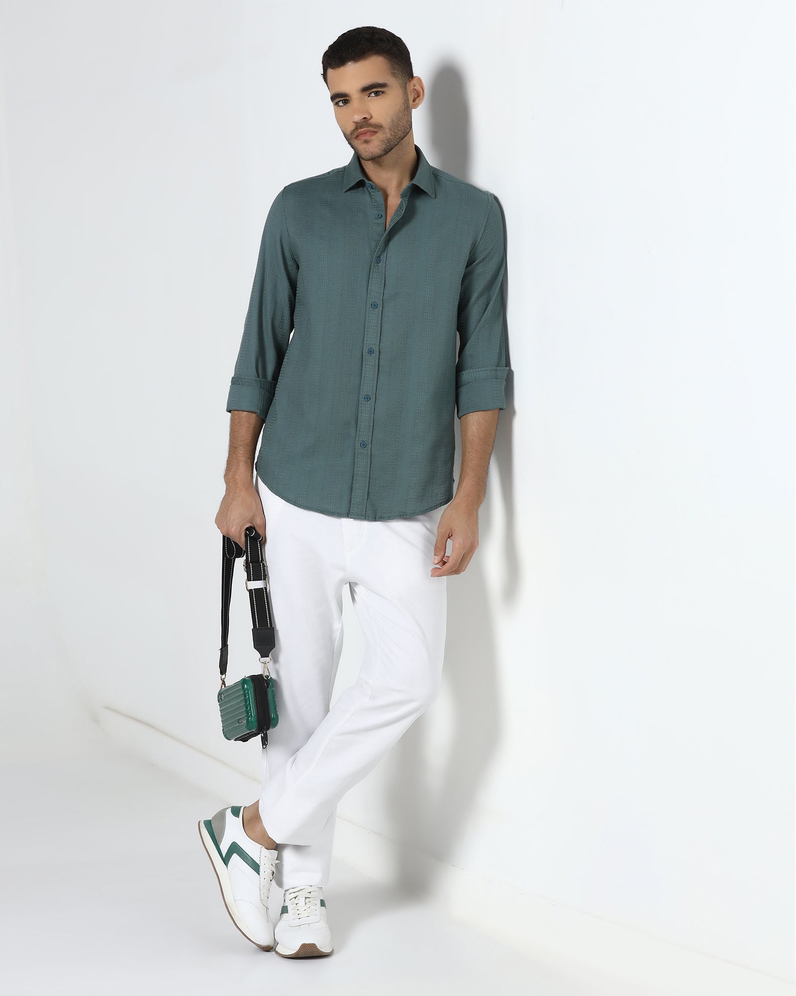 White Linen Solid Khakis - Judas