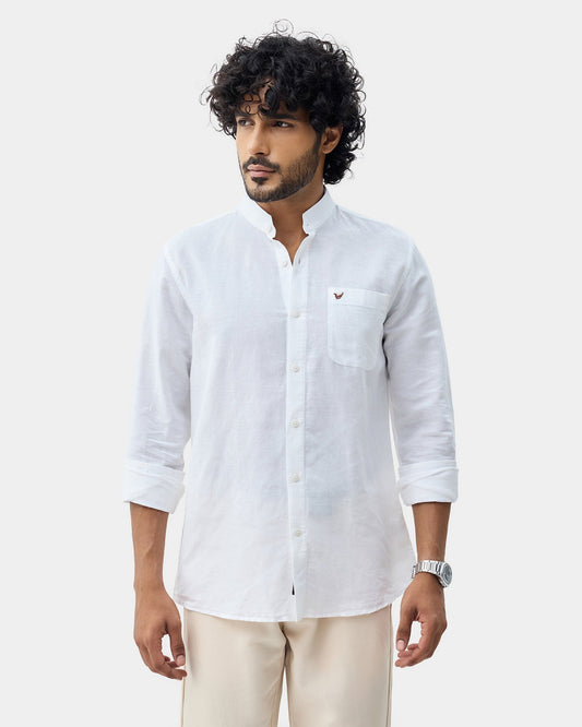 White Linen Solid Shirt - Cleo