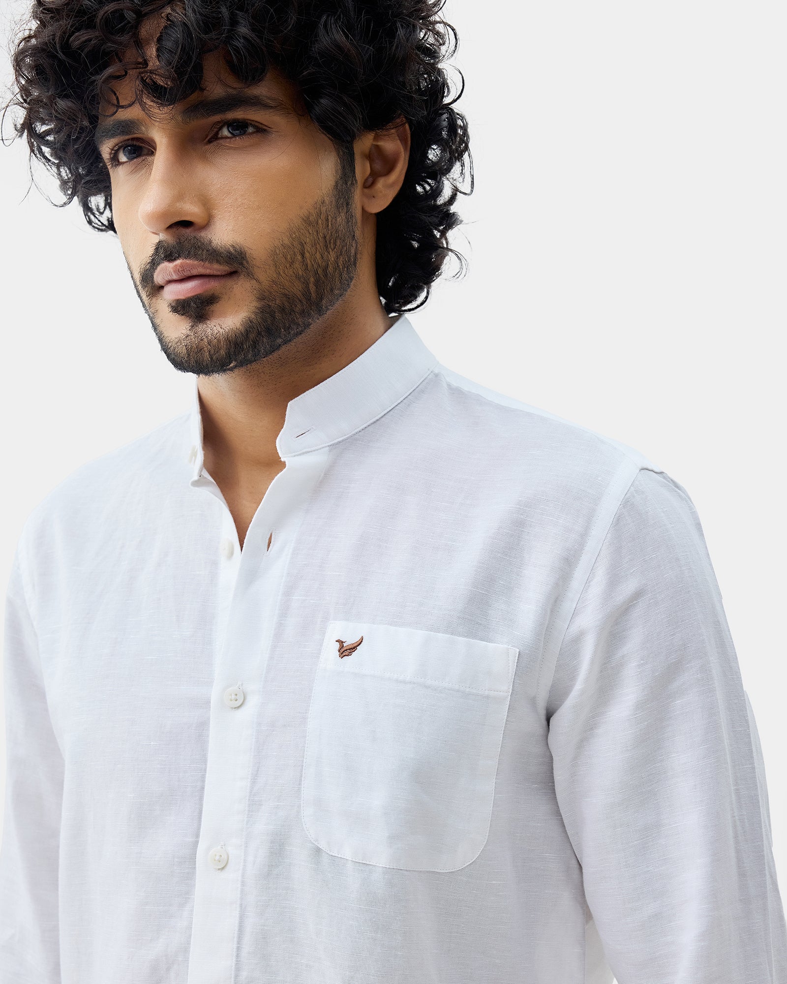 White Linen Solid Shirt - Cleo