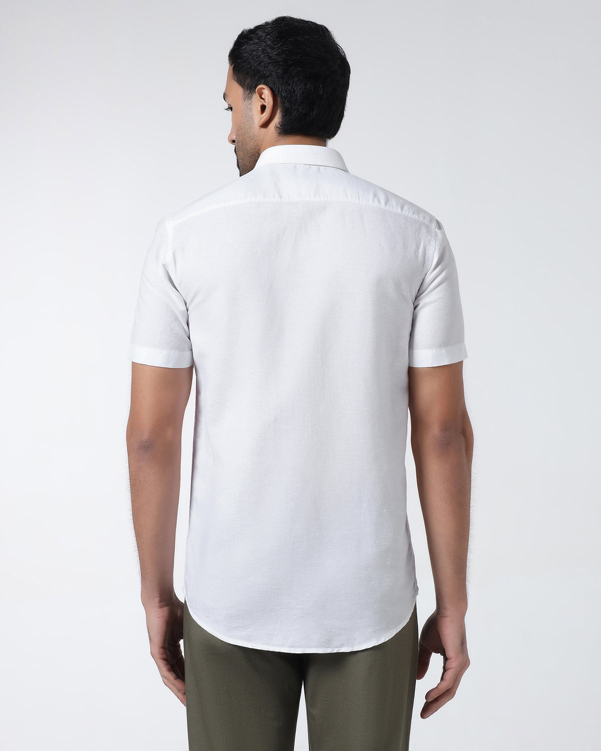 Buy White Linen Half Sleeve Solid Shirt From Cleo Collection