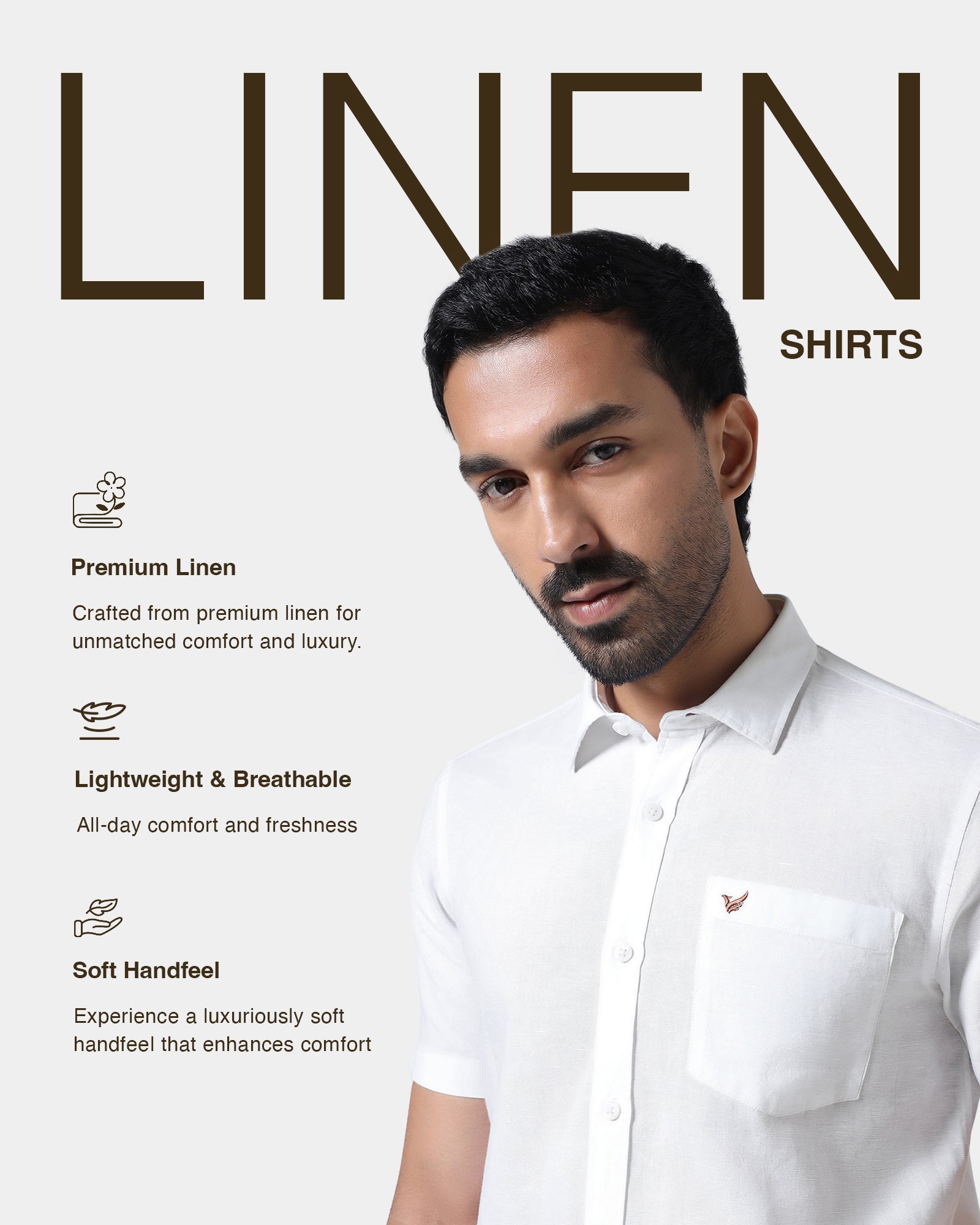 White Half Sleeve Linen Solid Shirt - Cleo