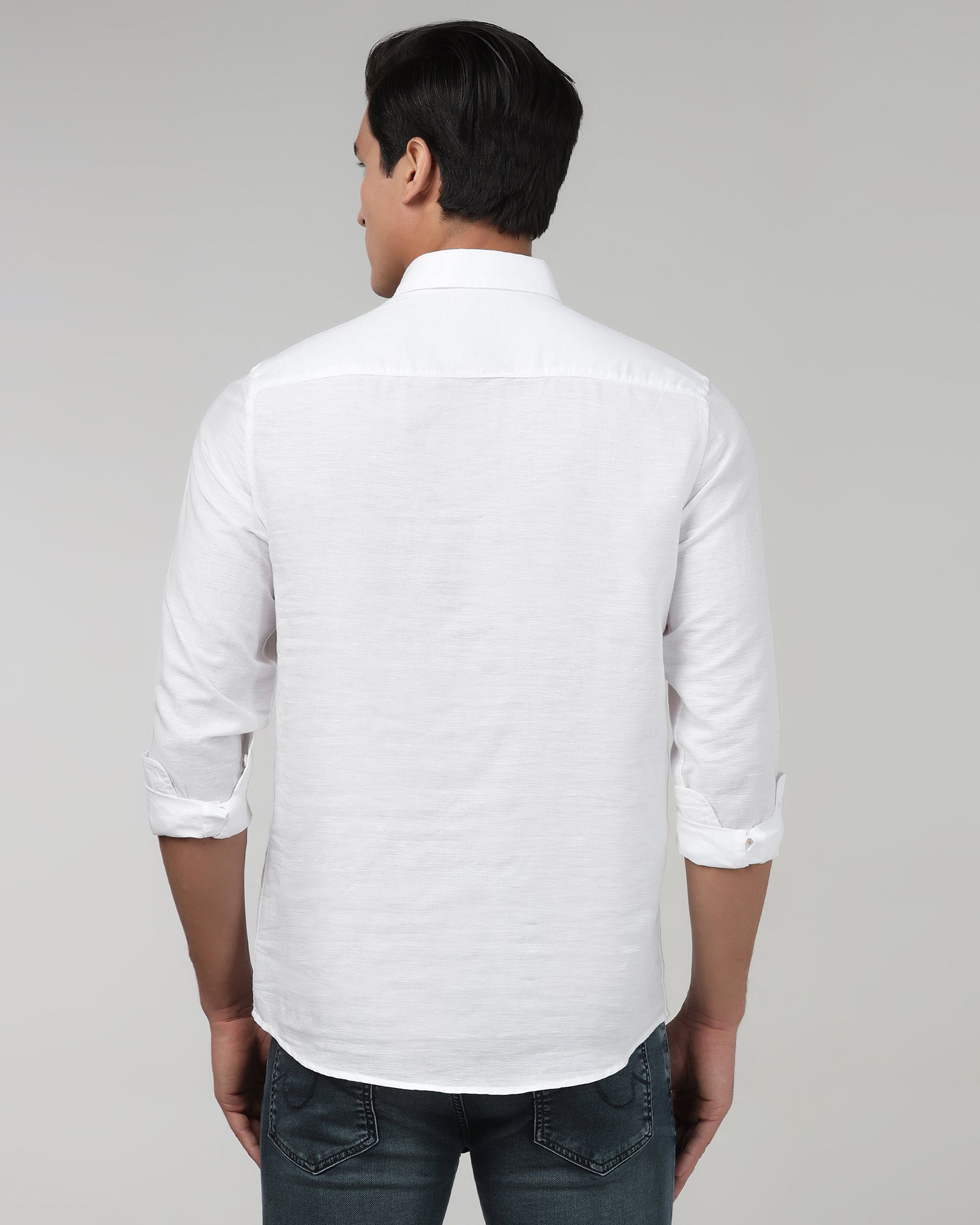 White Linen Solid Shirt - Joster