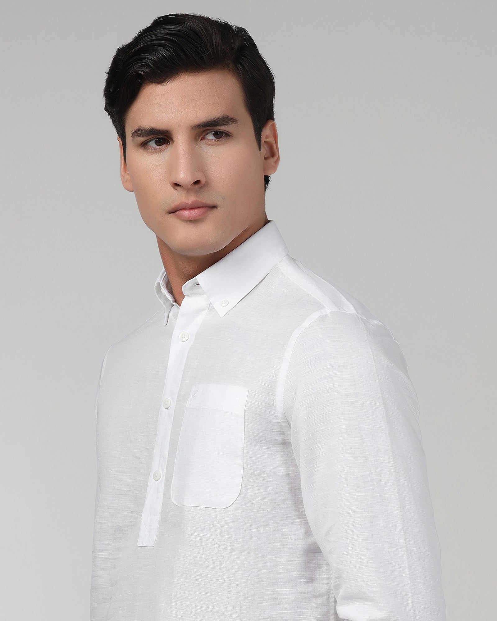 White Linen Solid Shirt - Joster
