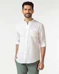 White Linen Solid Shirt - Salmon