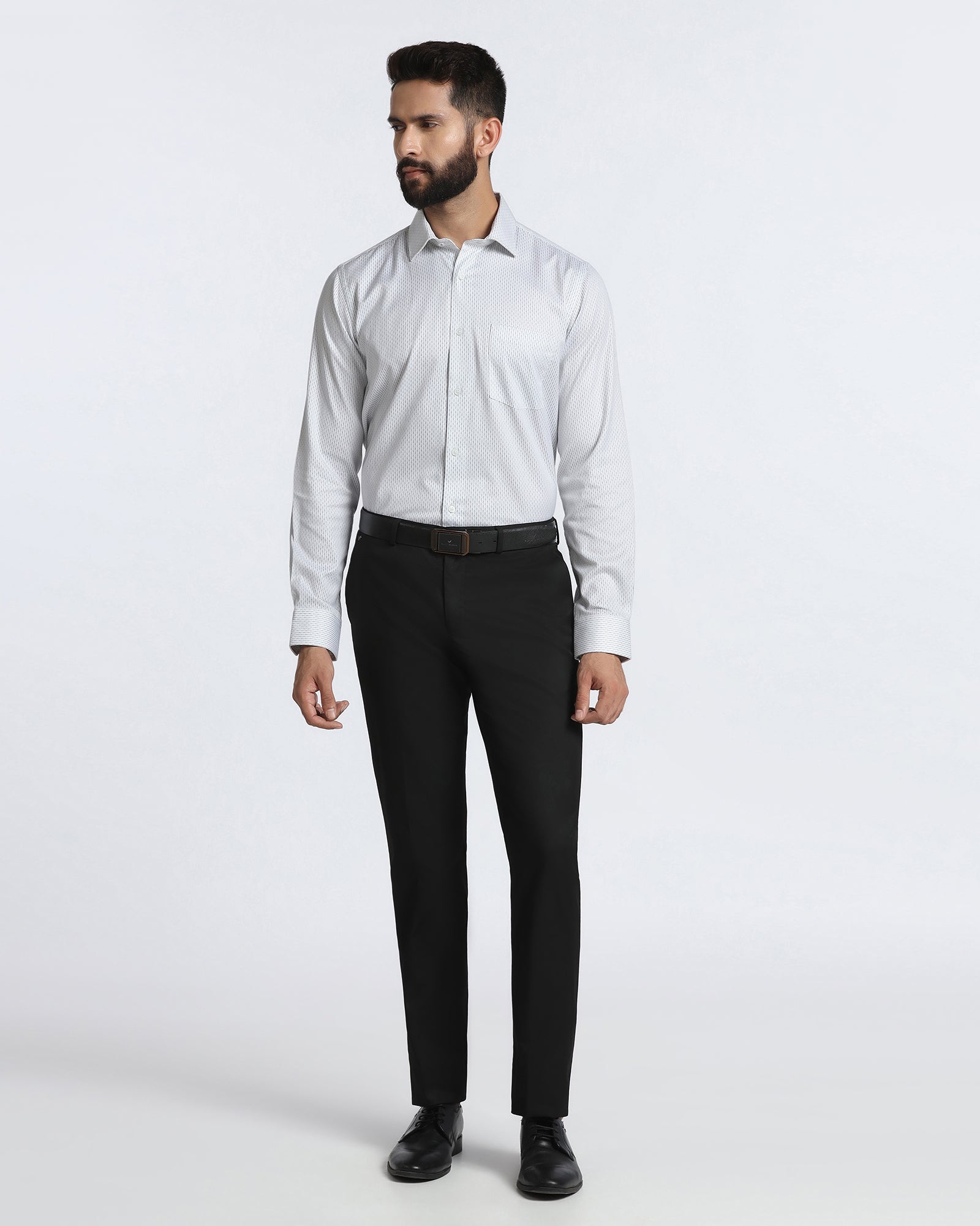 White Non Iron Printed Shirt - Radiant