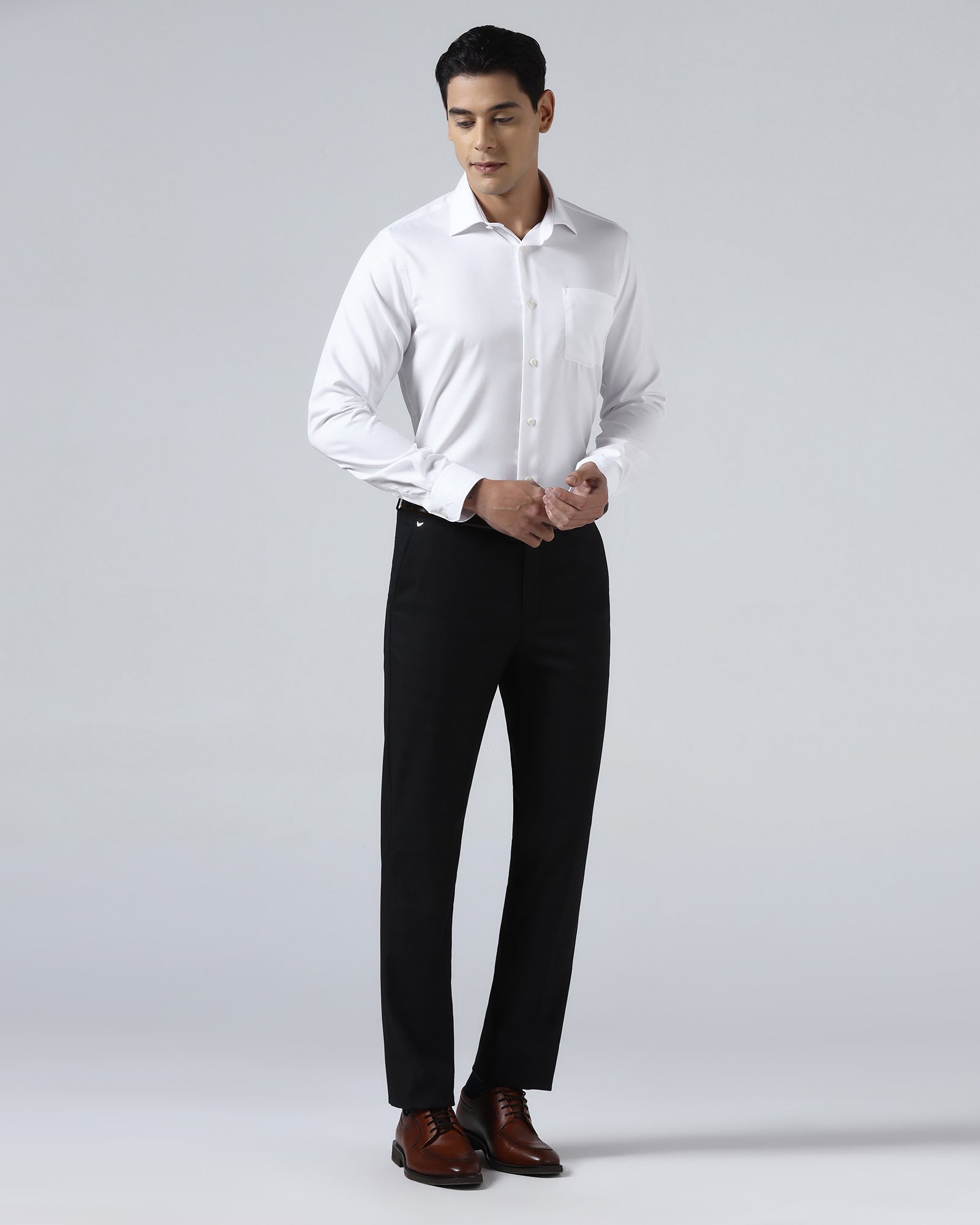 White Non Iron Textured Shirt - P31