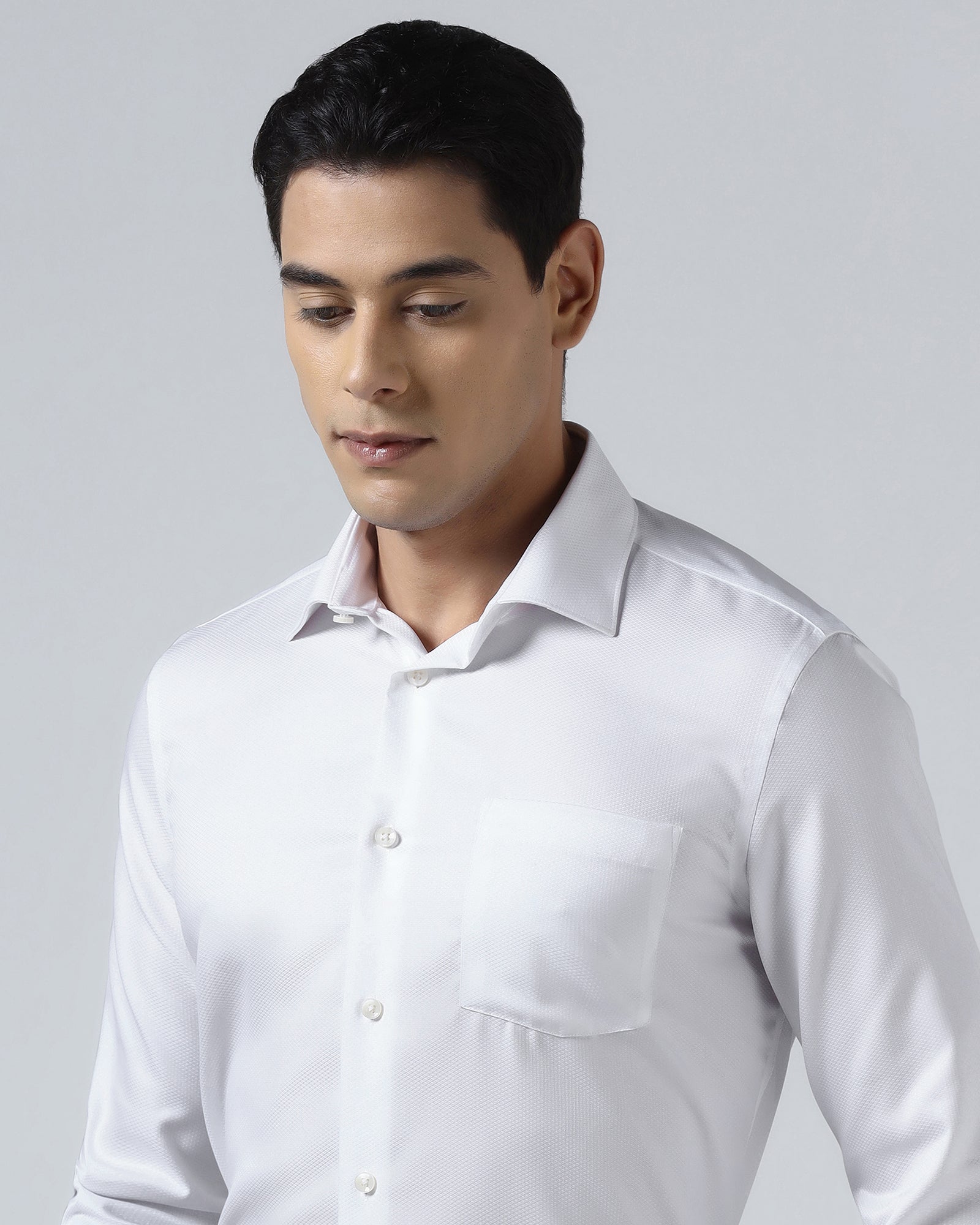 White Non Iron Textured Shirt - P31
