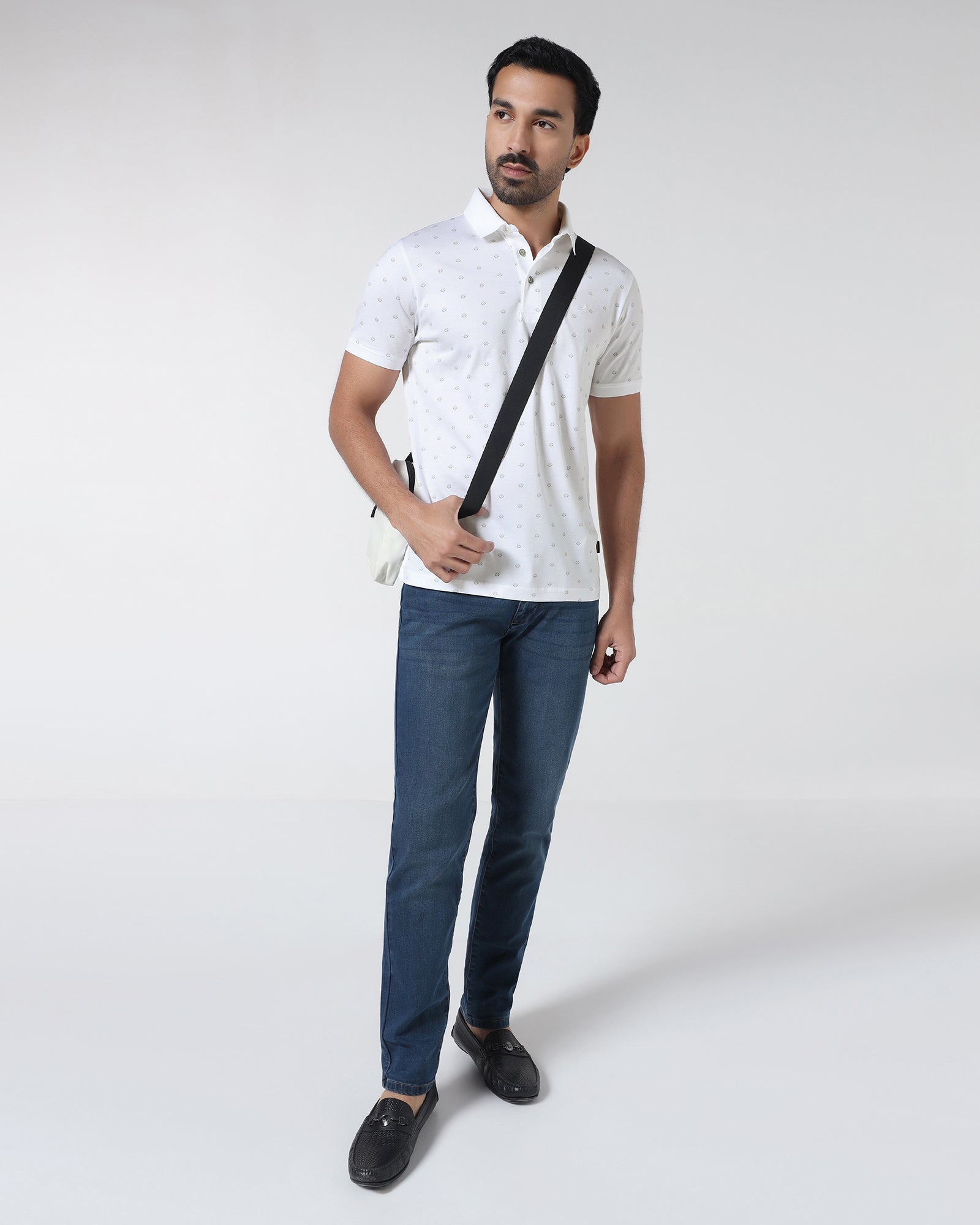 White Printed Polo - Joey