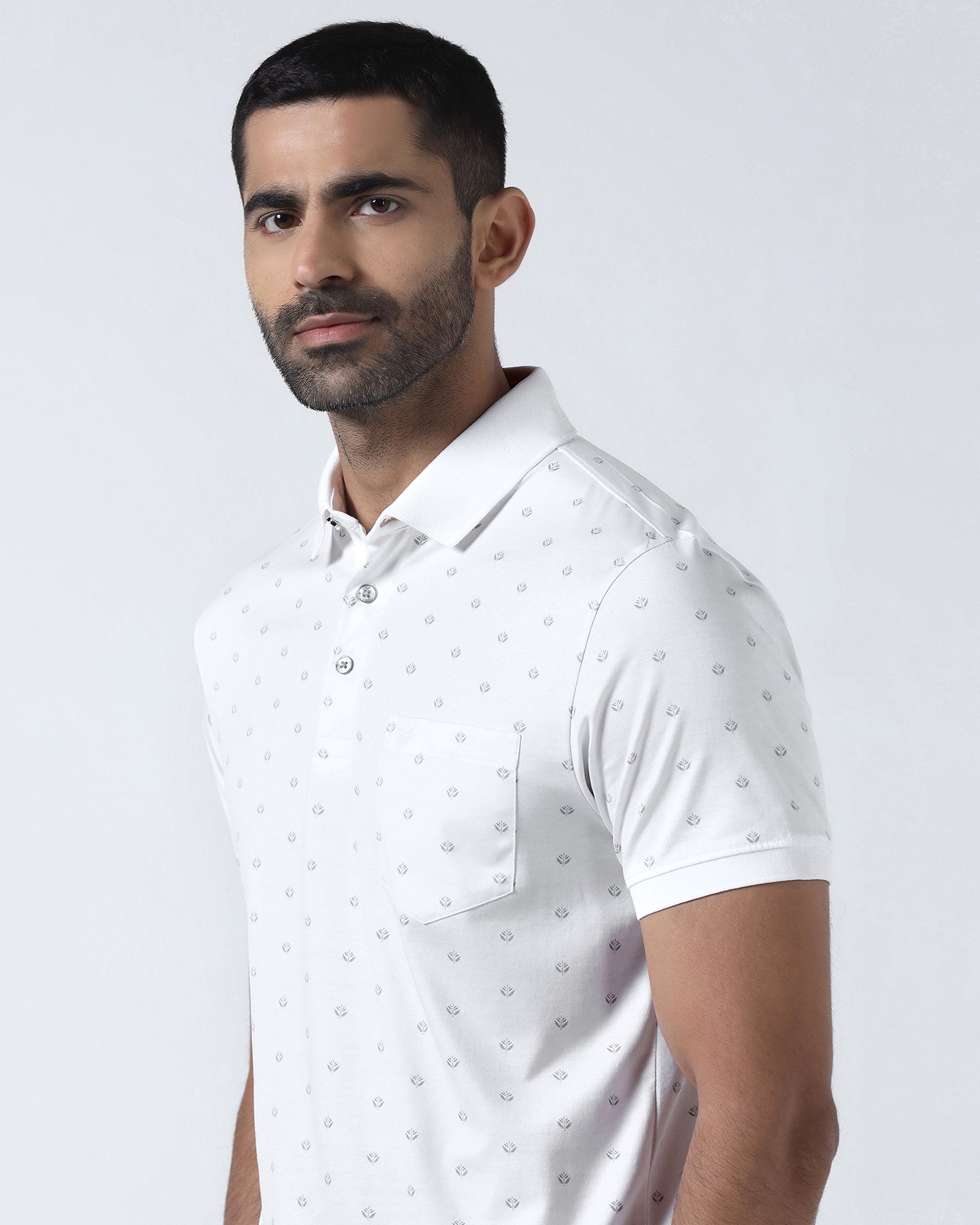 White Printed Polo - Joey