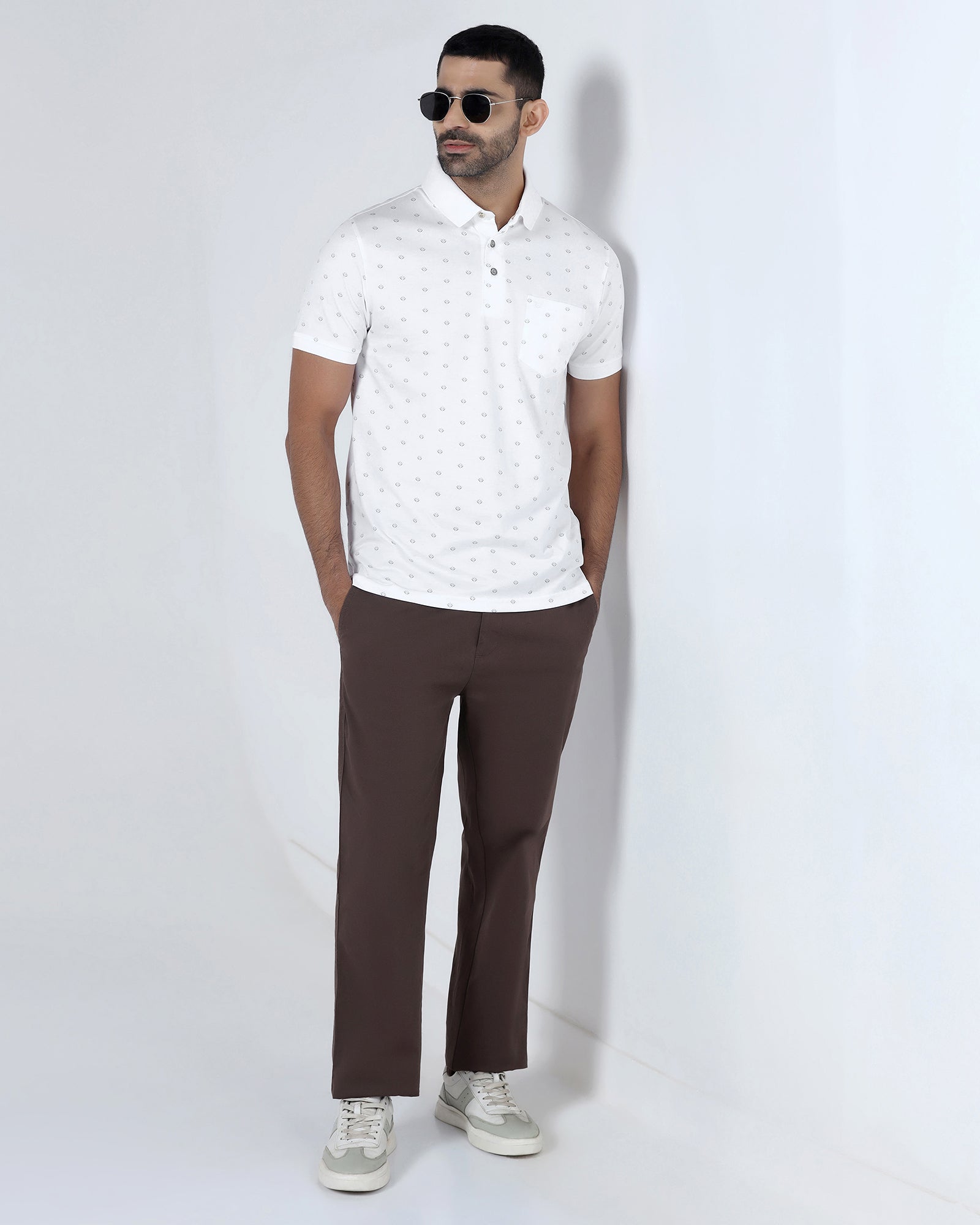 White Printed Polo - Joey