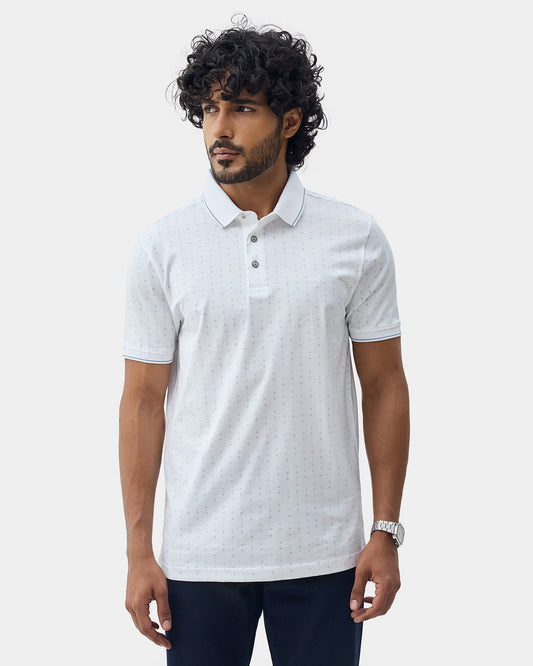 White Printed Polo - Kima