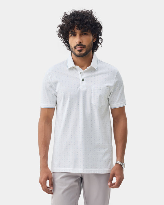 White Printed Polo - Kima
