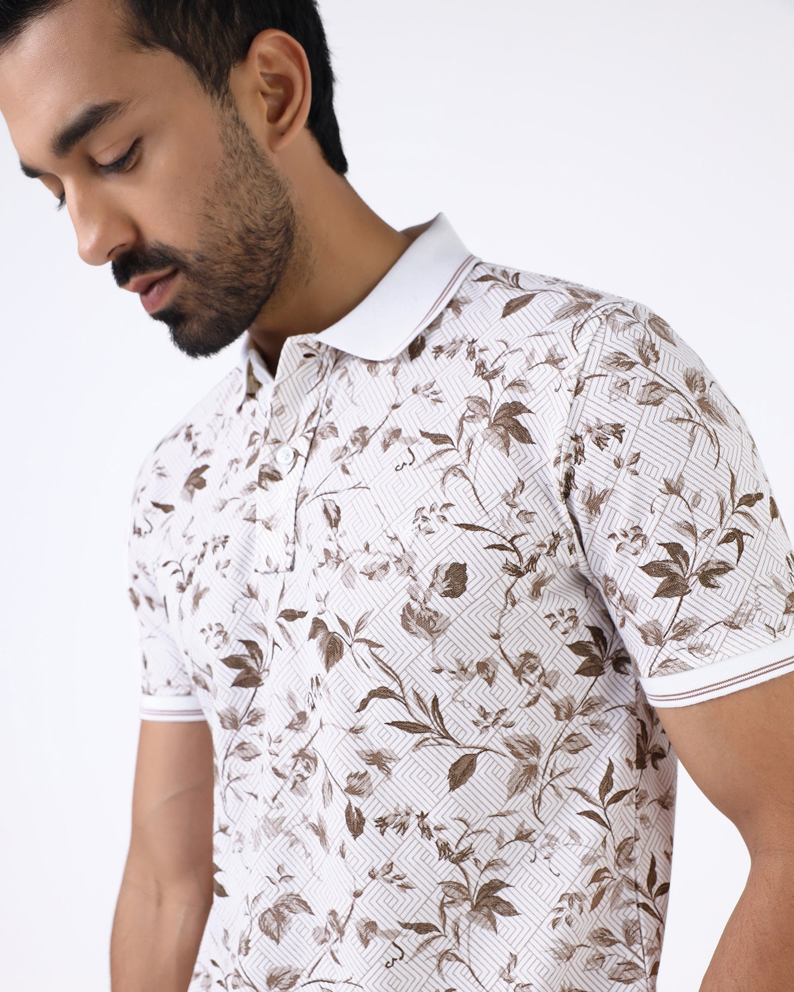 White Printed Polo - Neru