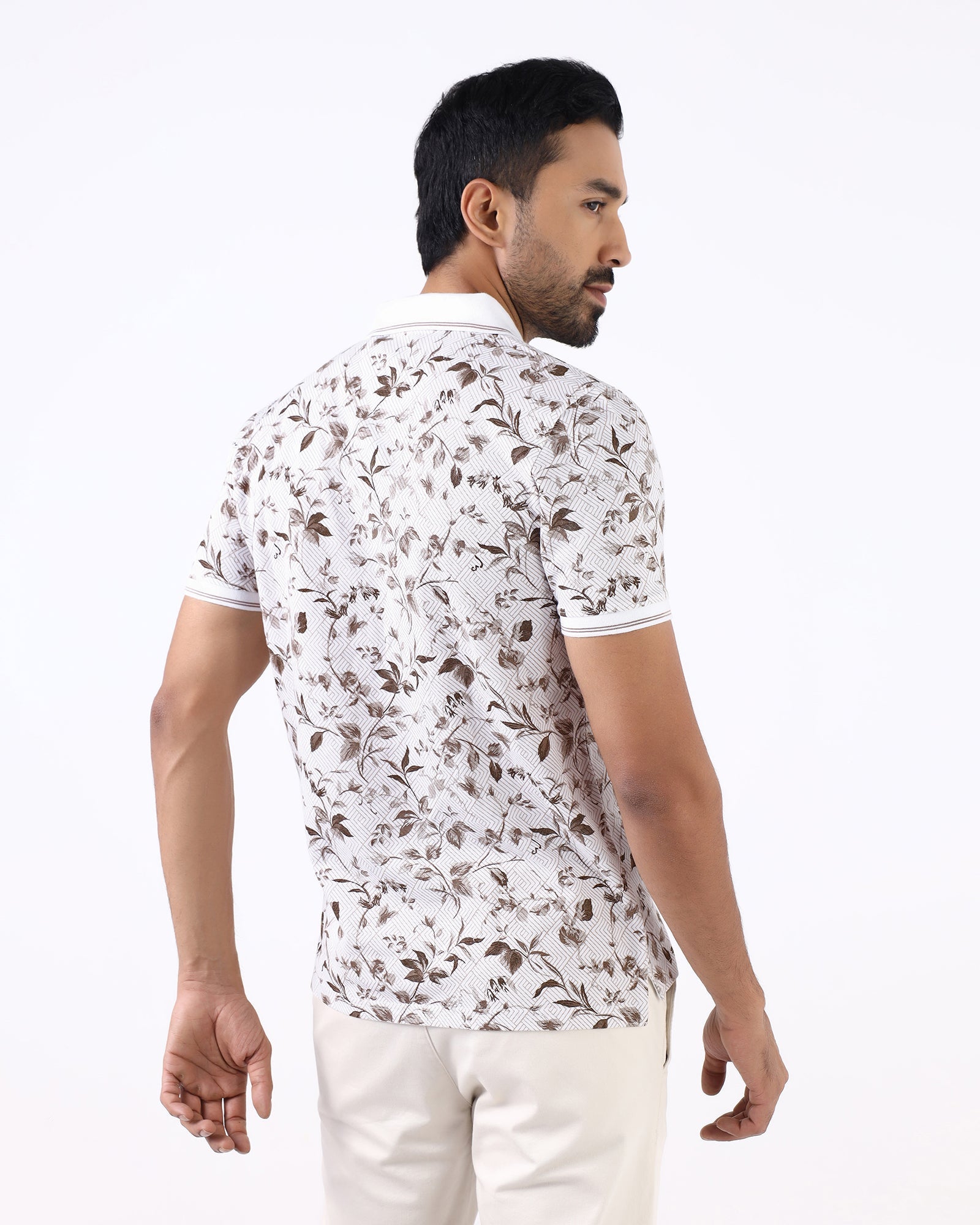 White Printed Polo - Neru