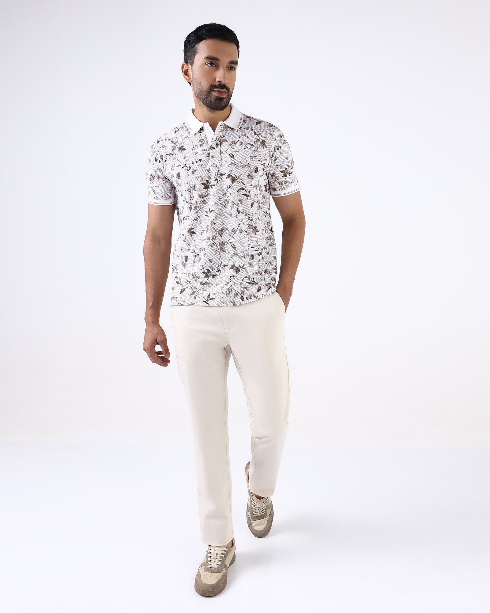 White Printed Polo - Neru