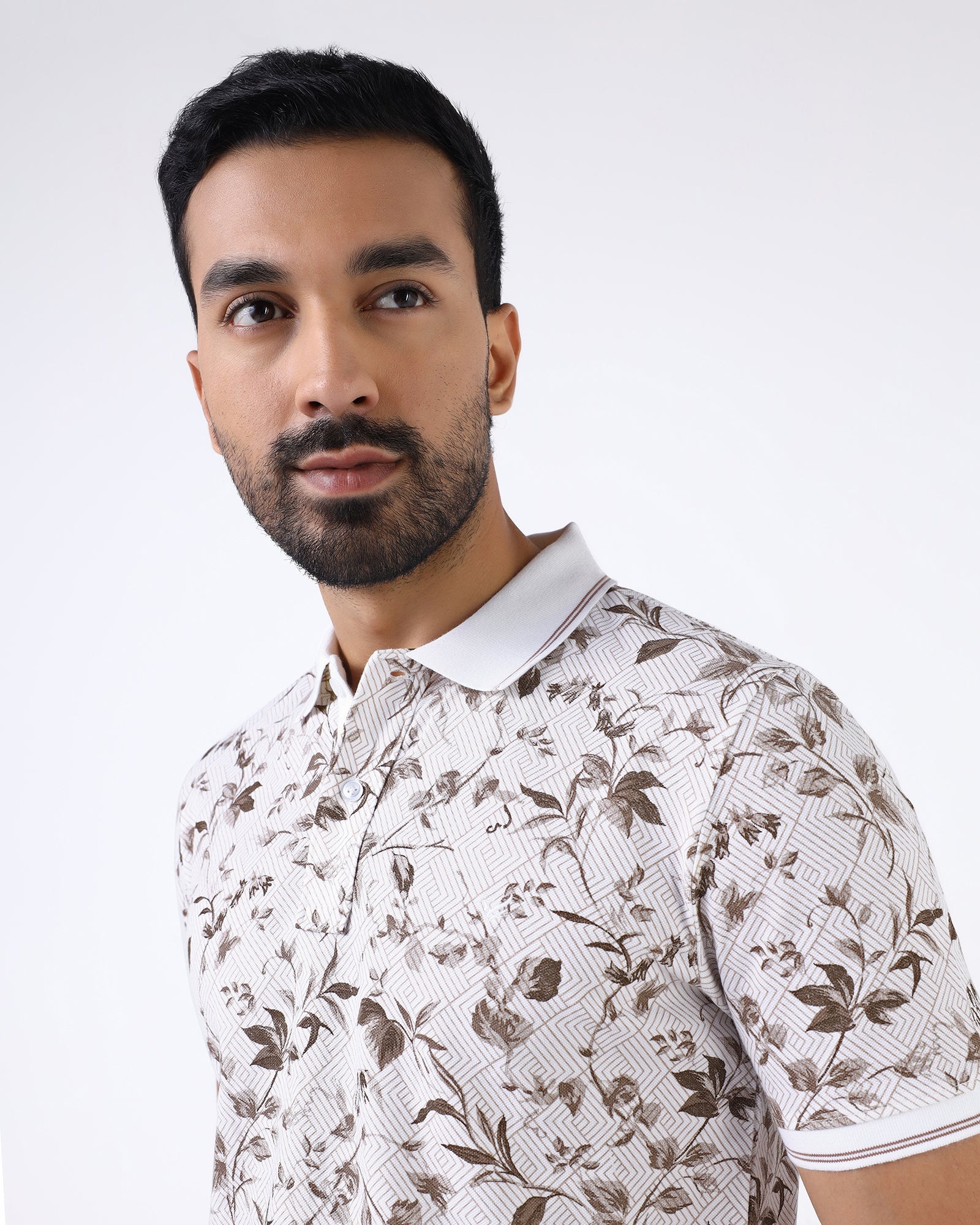 White Printed Polo - Neru