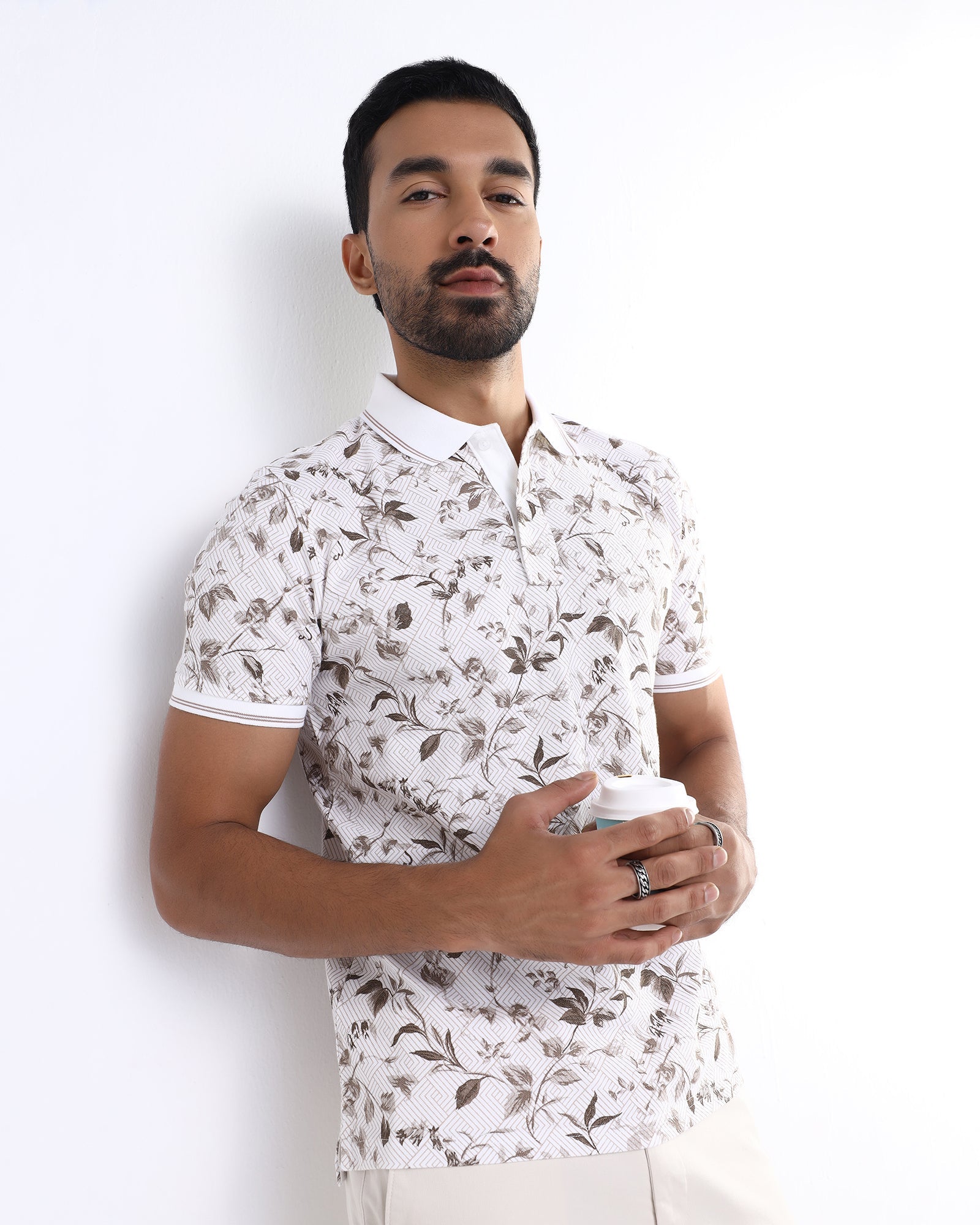 White Printed Polo - Neru