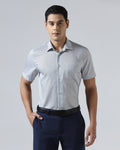 White Half Sleeve Printed Shirt - Andrew