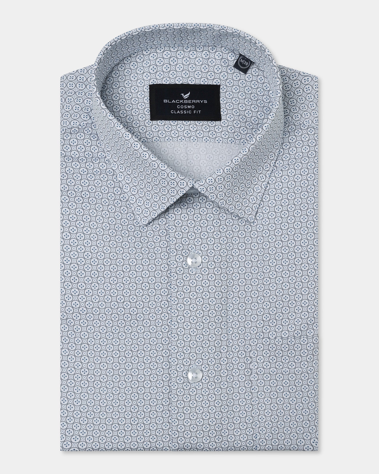 White Half Sleeve Printed Shirt - Andrew