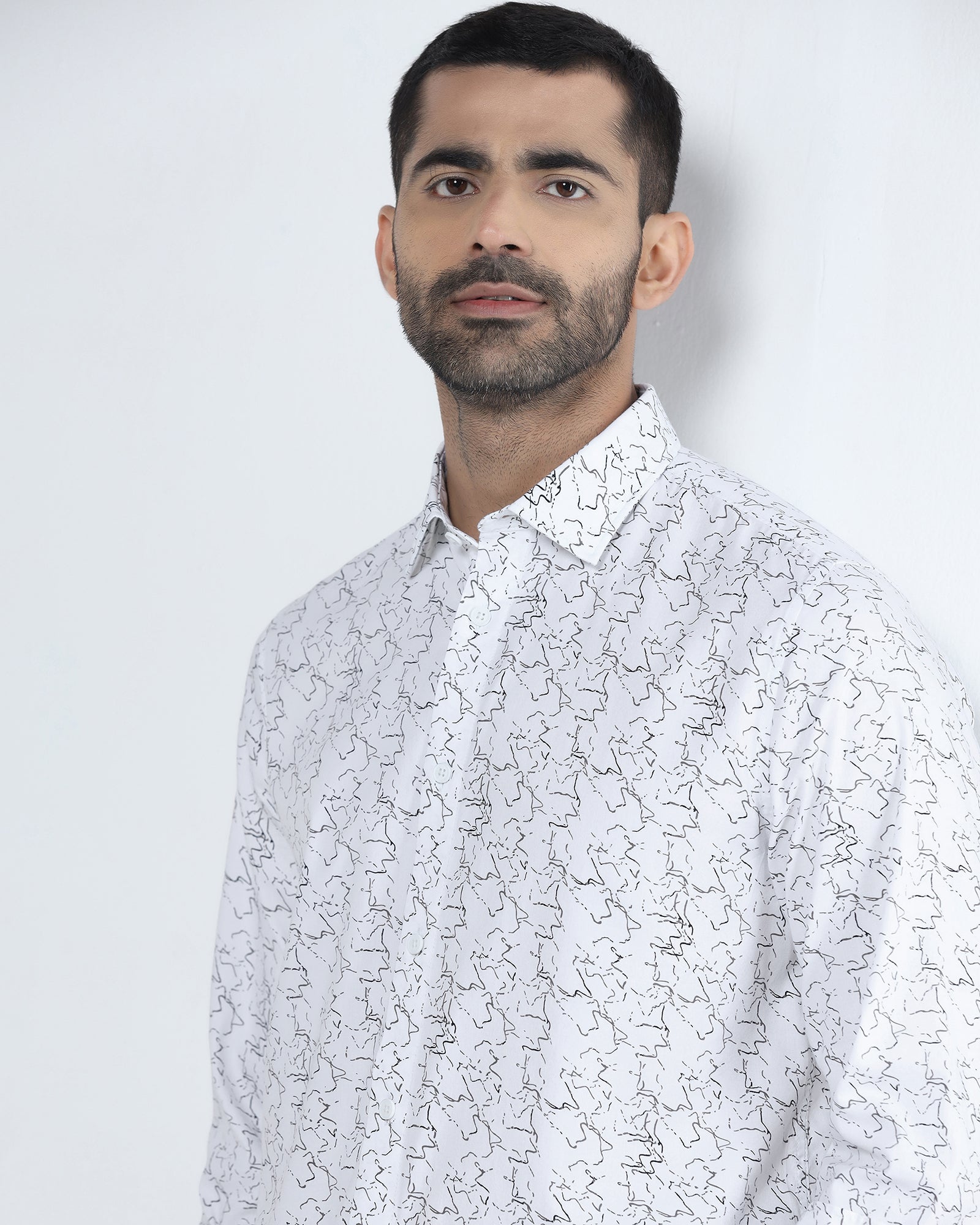 White Printed Shirt - Hoden