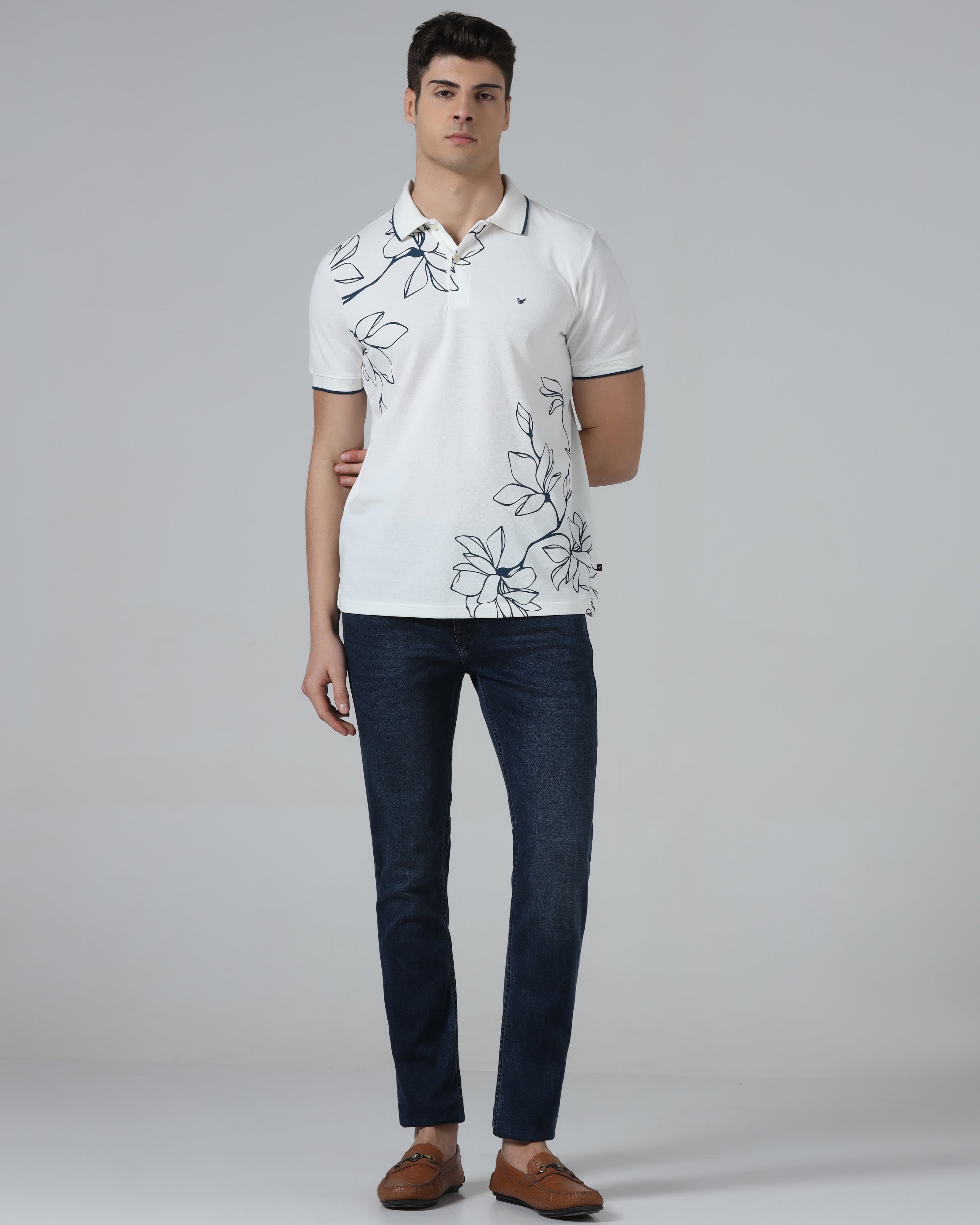 White Printed Polo - Poise