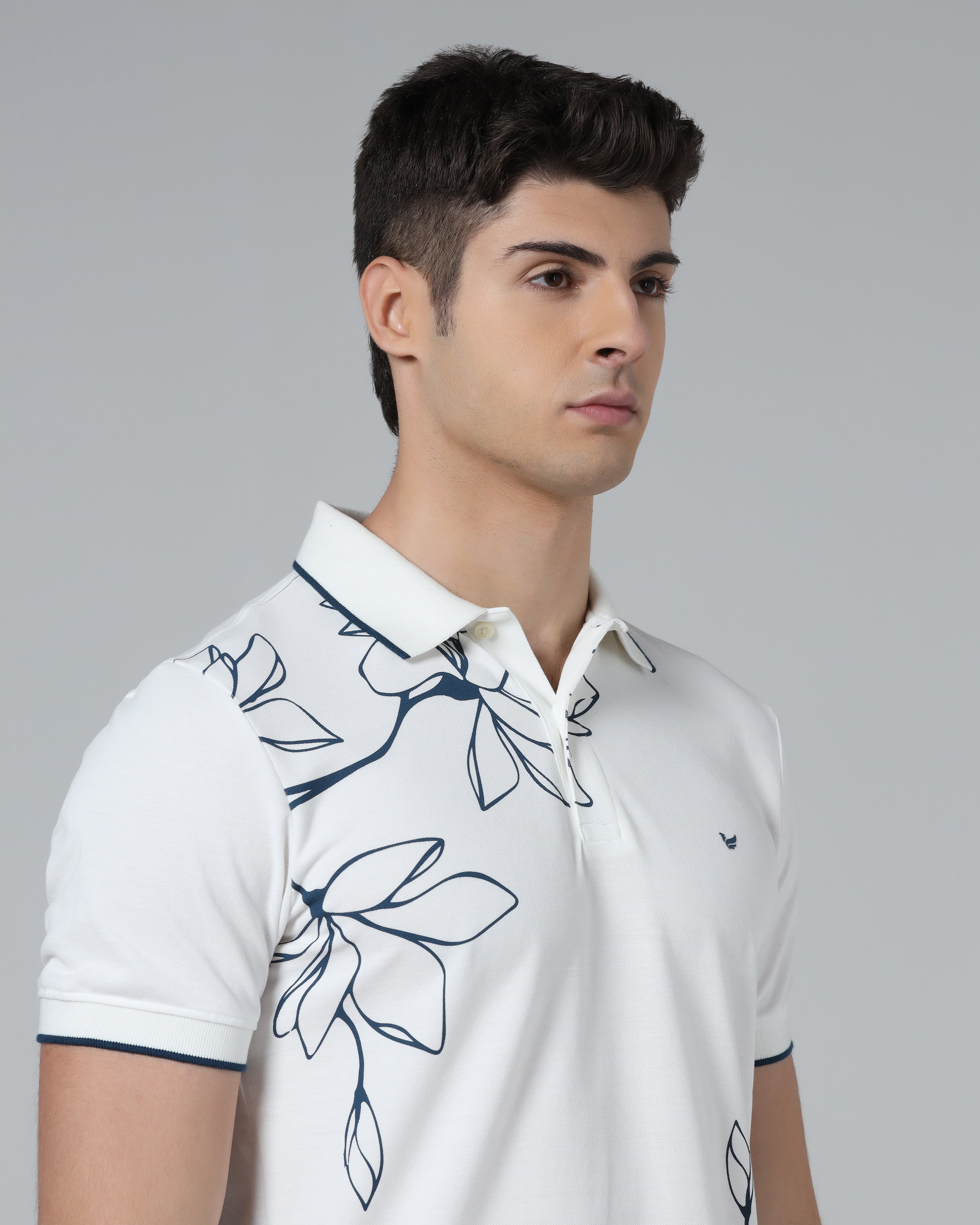 White Printed Polo - Poise