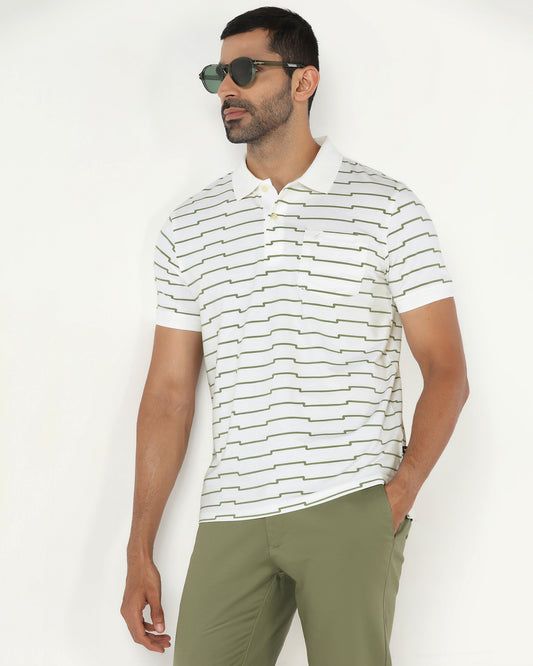 White Printed Polo - Maze