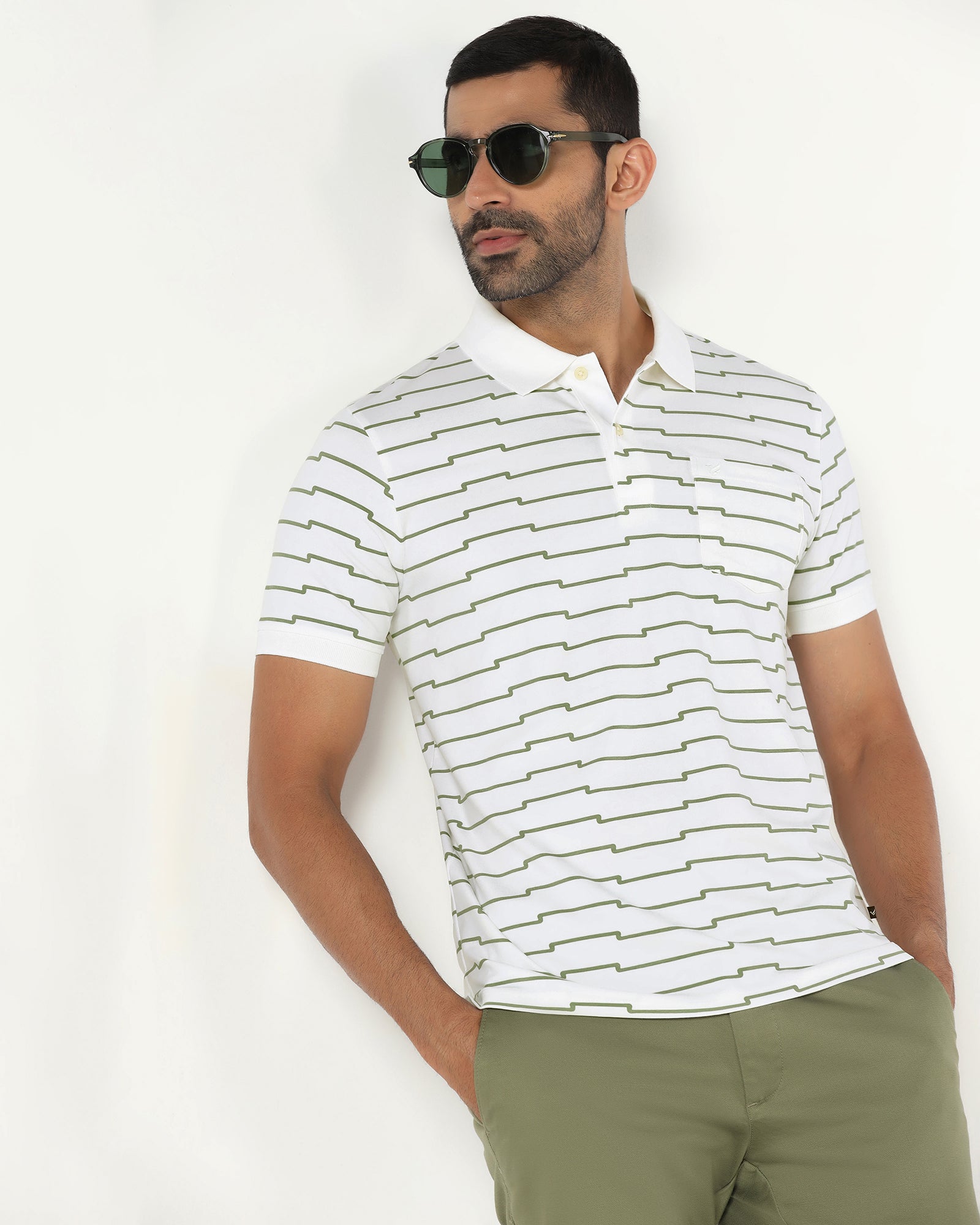 White Printed Polo - Maze