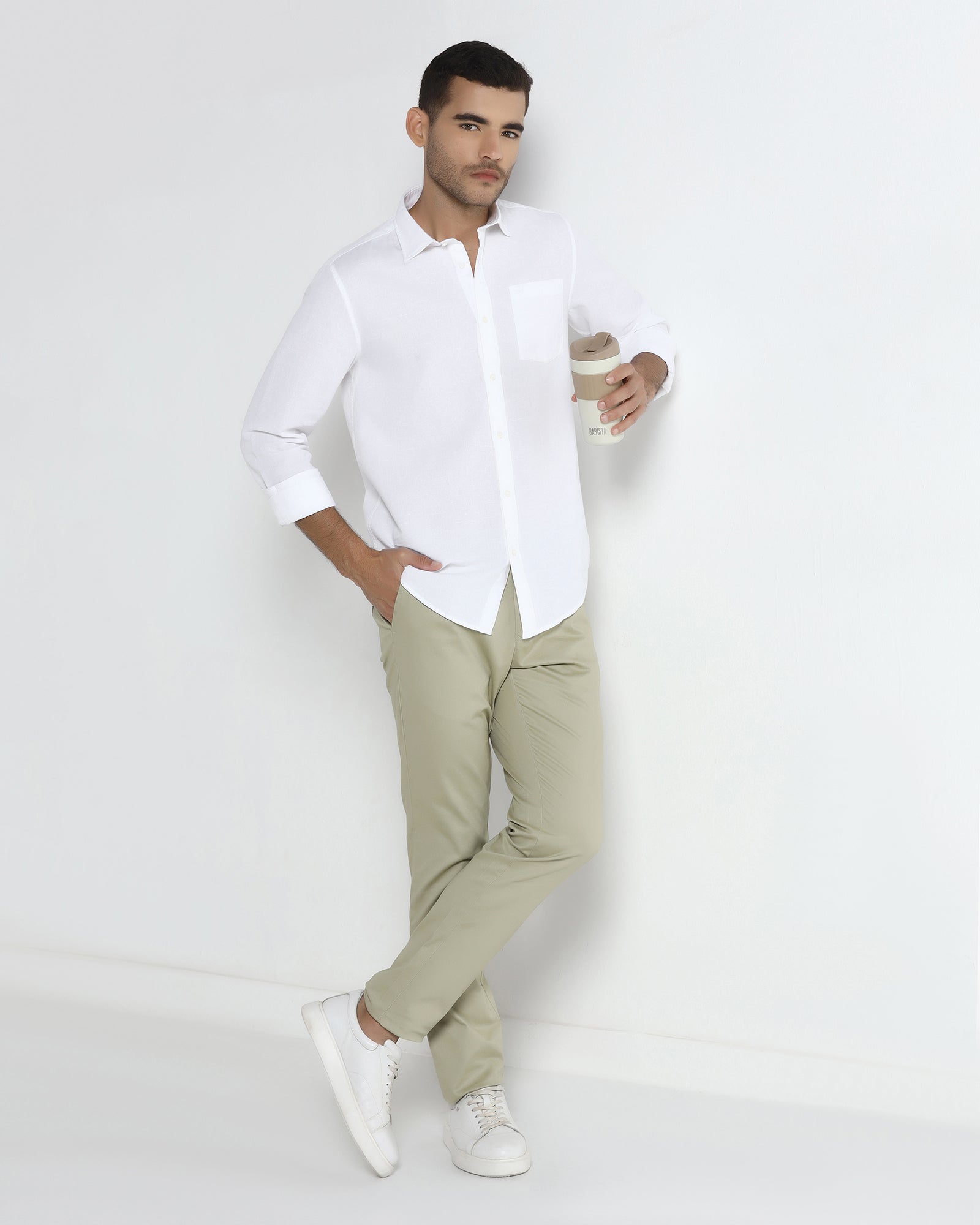 White Solid Shirt - Camro