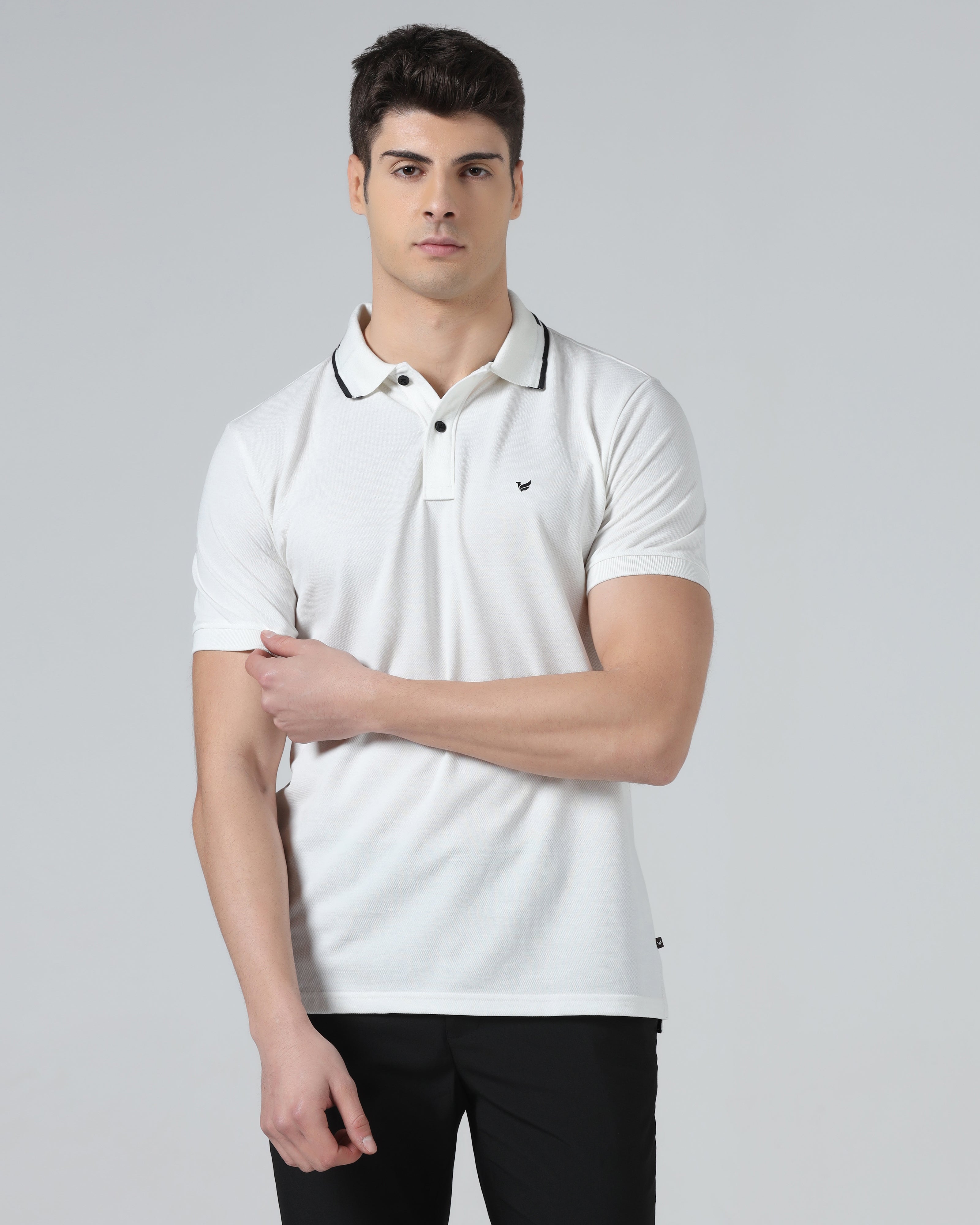 White Solid Polo - Branch