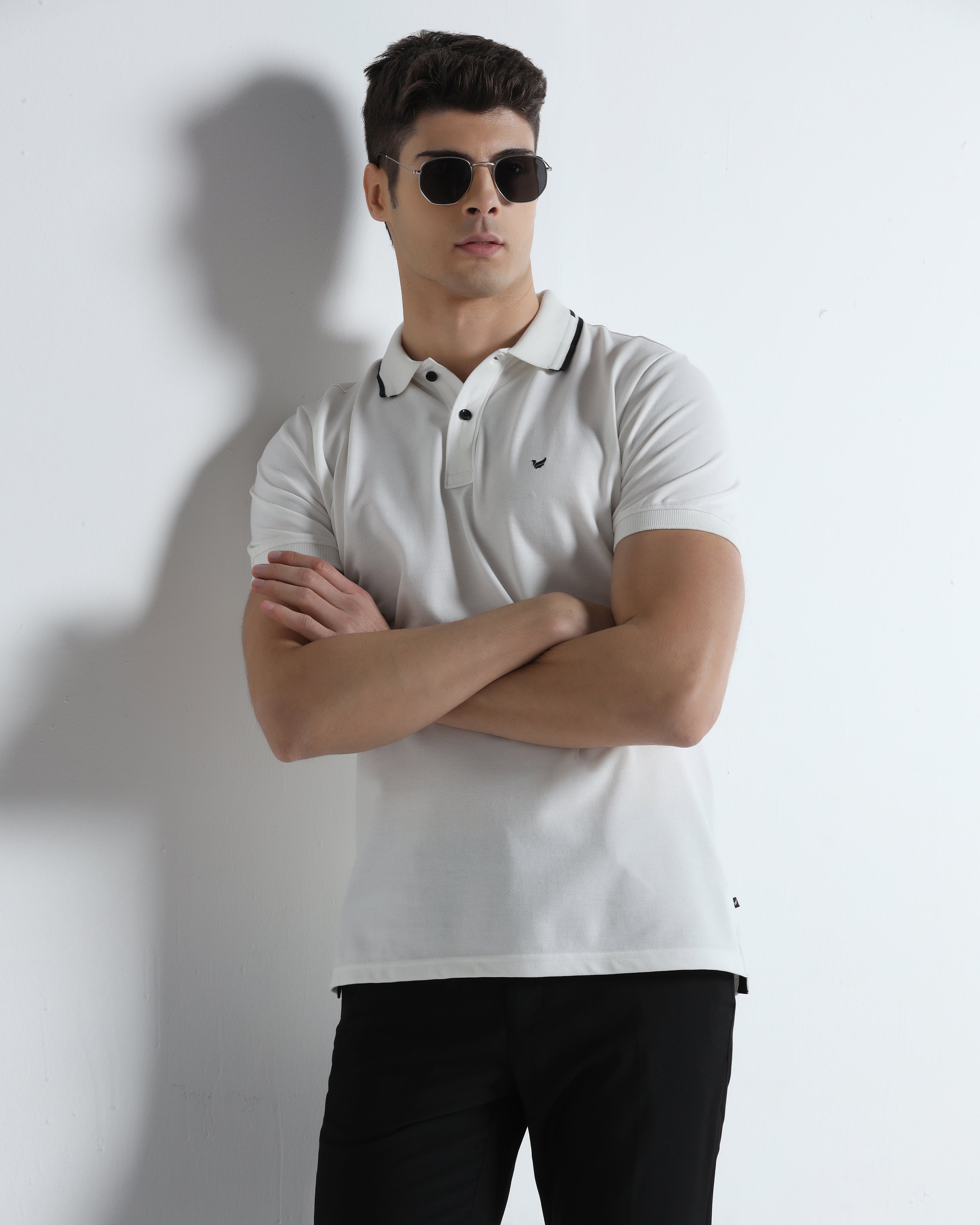 White Solid Polo - Branch