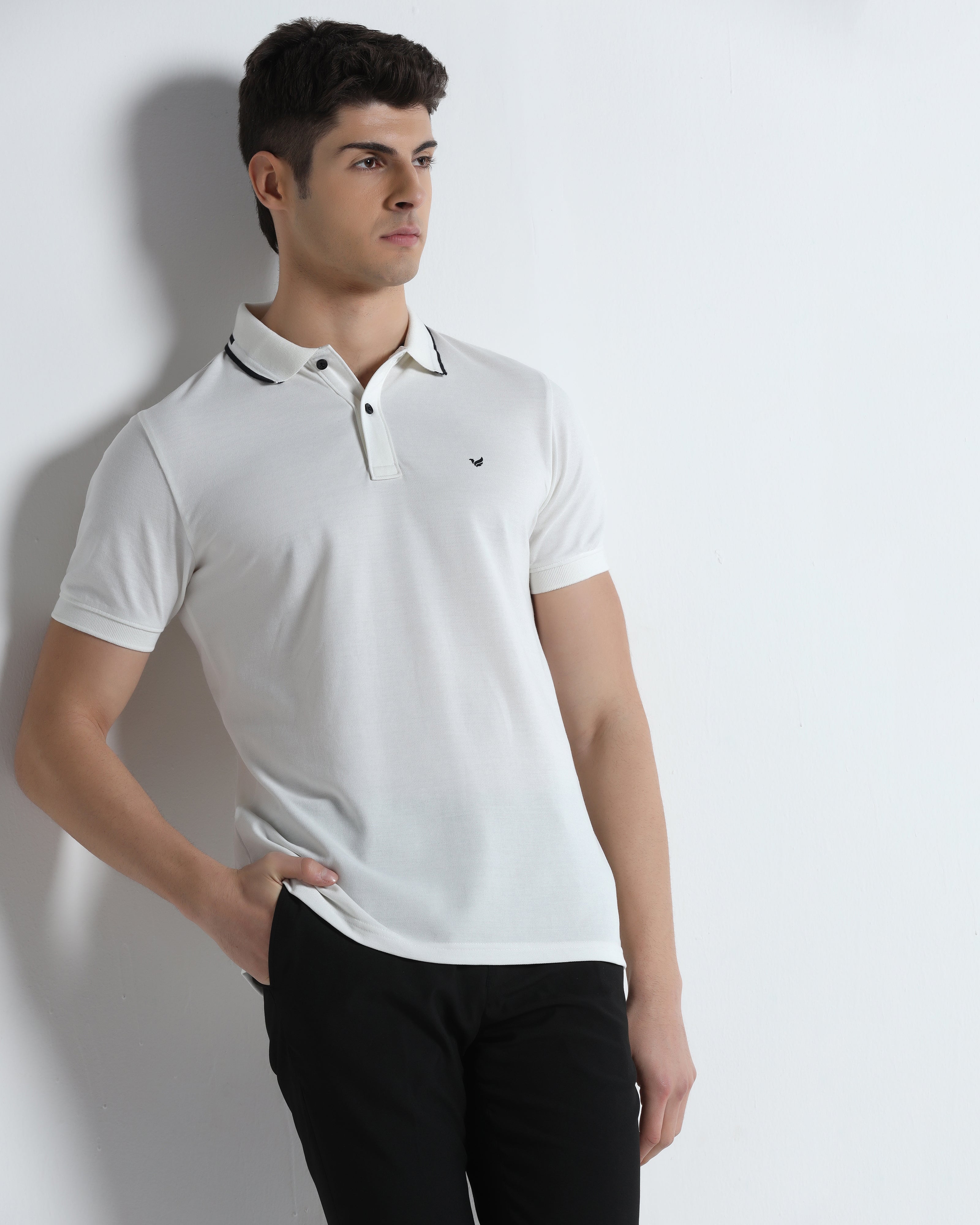 White Solid Polo - Branch