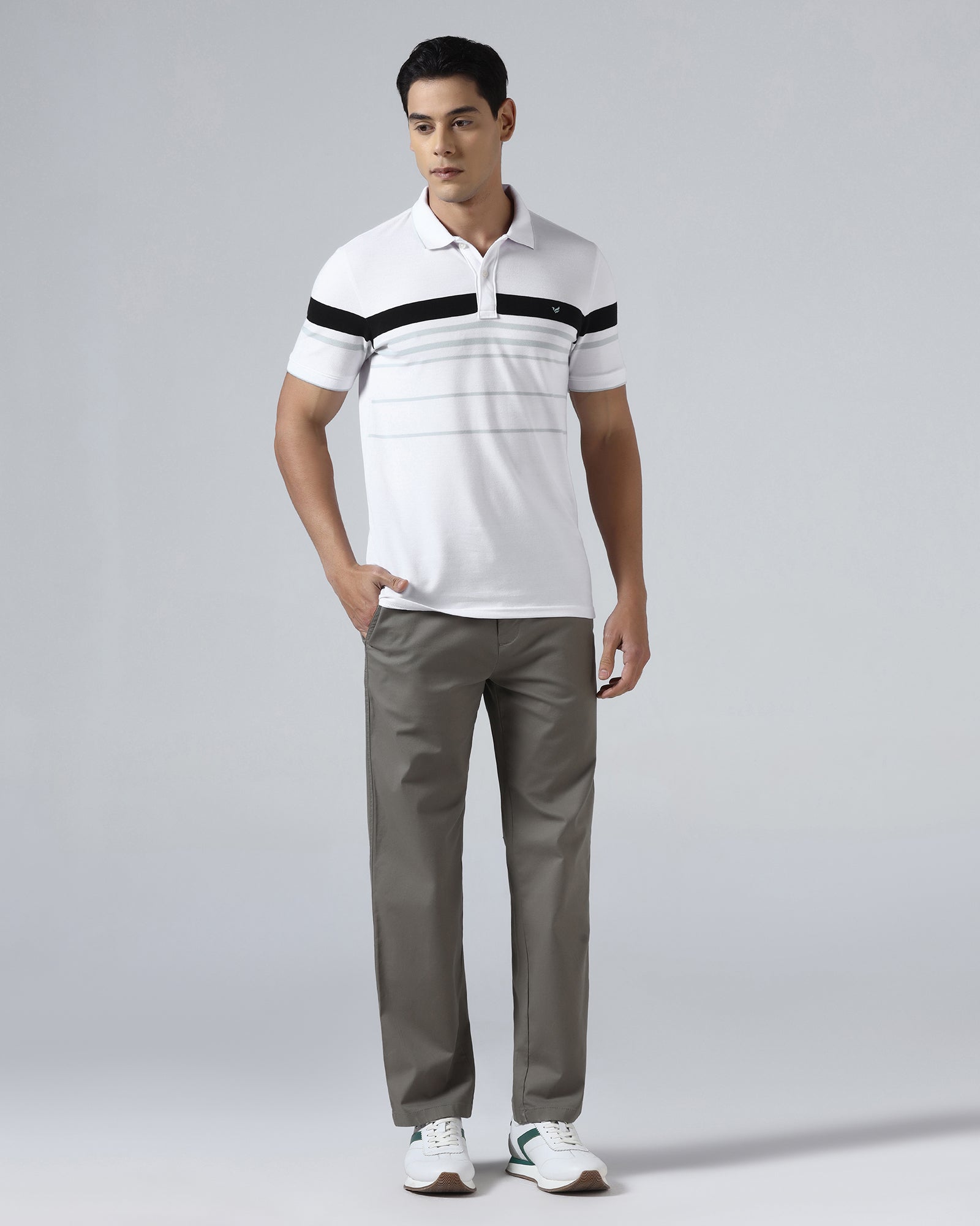 White Stripe Polo - Bandera