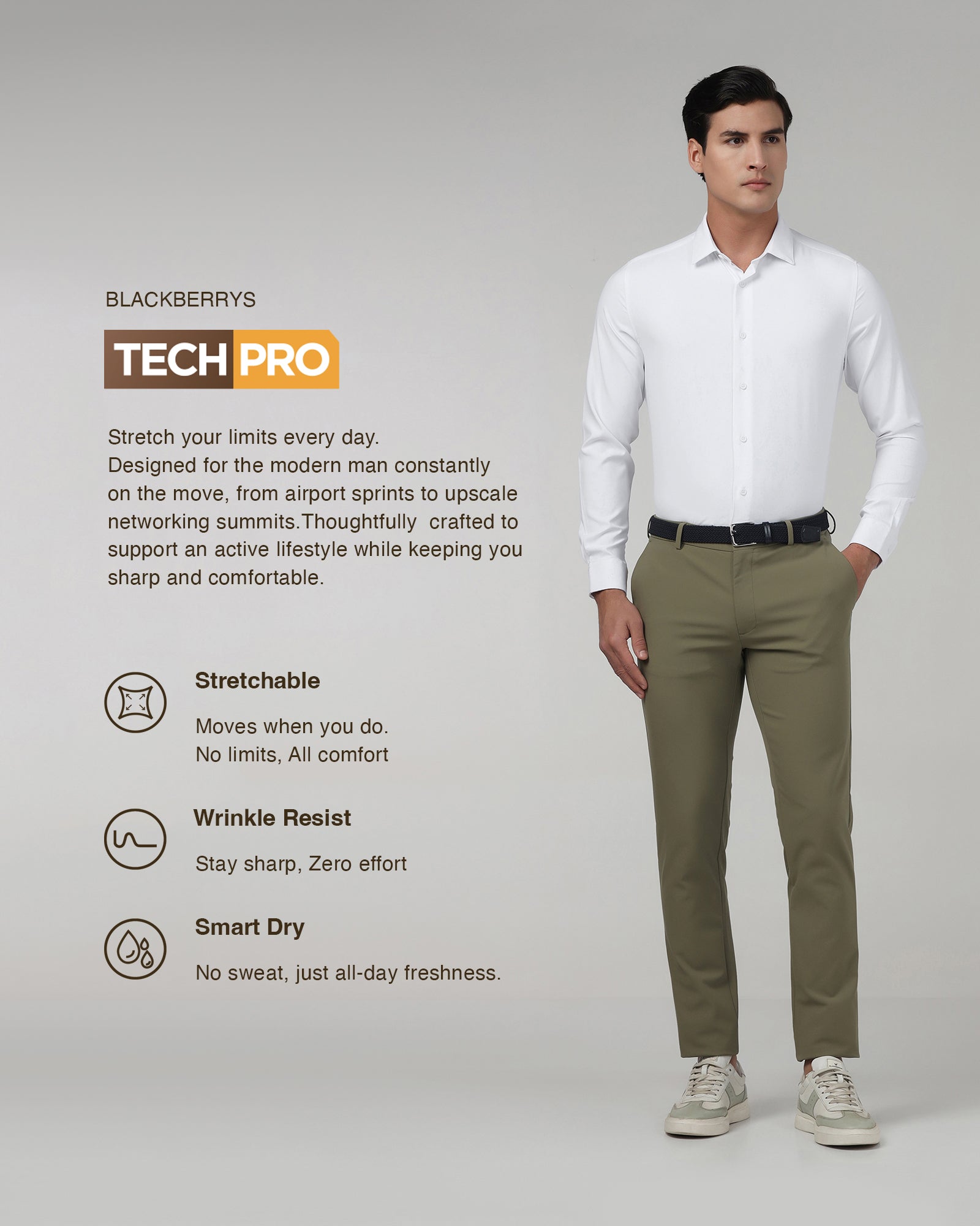 White TechPro Solid Shirt - Shephard
